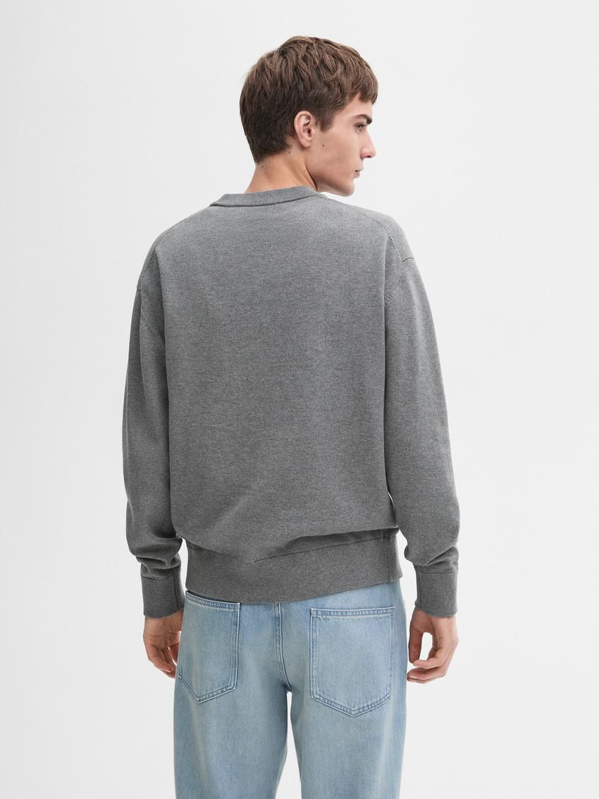 Massimo Dutti Cotton Knit Men Sweater Grey | US-HK3210897