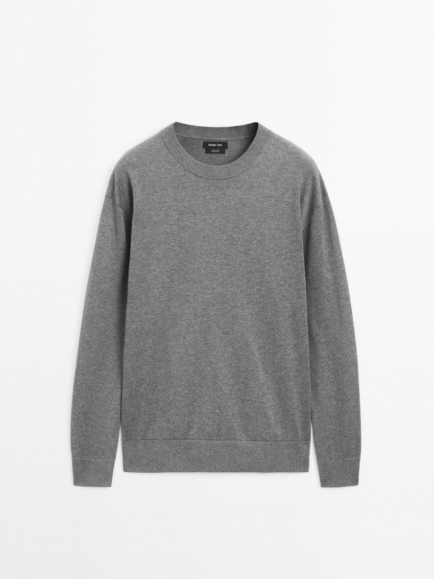 Massimo Dutti Cotton Knit Men Sweater Grey | US-HK3210897