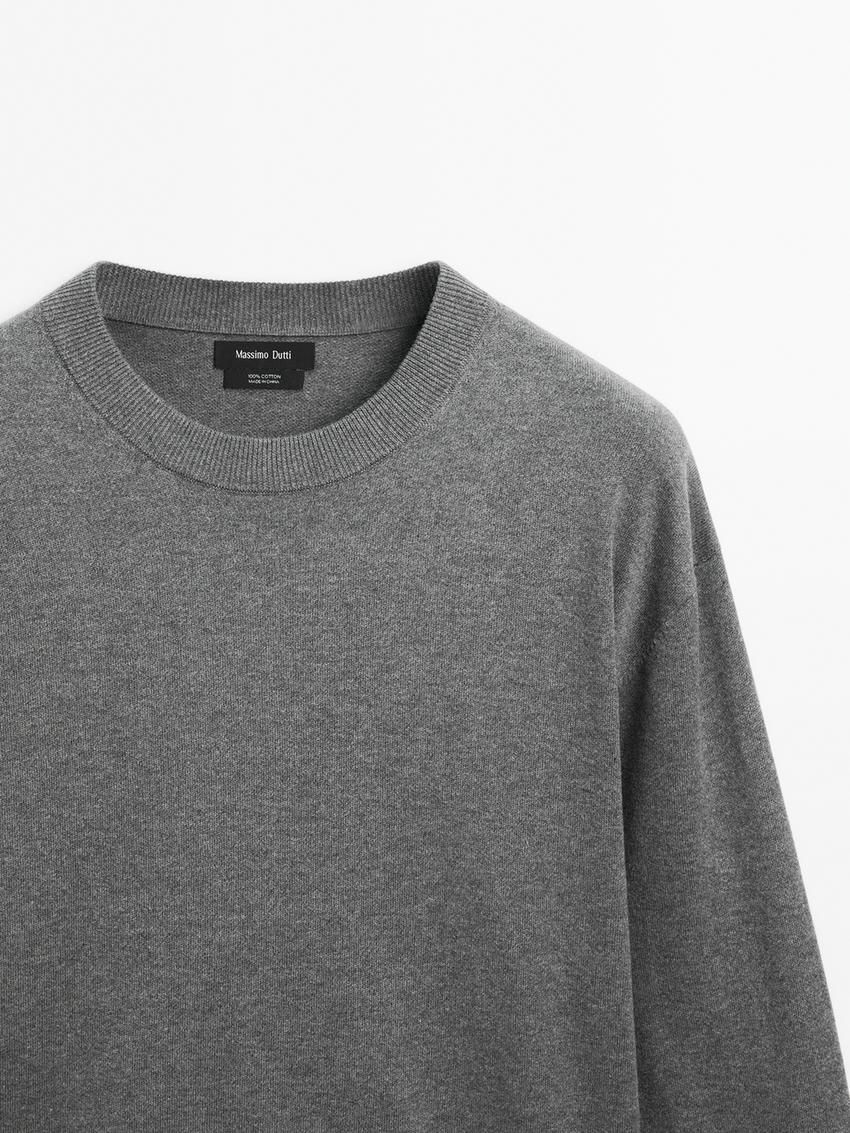 Massimo Dutti Cotton Knit Men Sweater Grey | US-HK3210897
