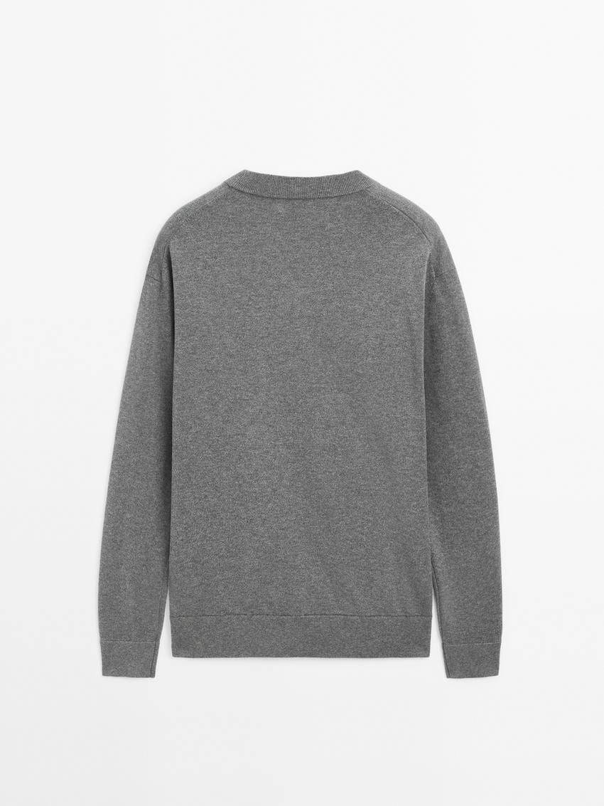 Massimo Dutti Cotton Knit Men Sweater Grey | US-HK3210897