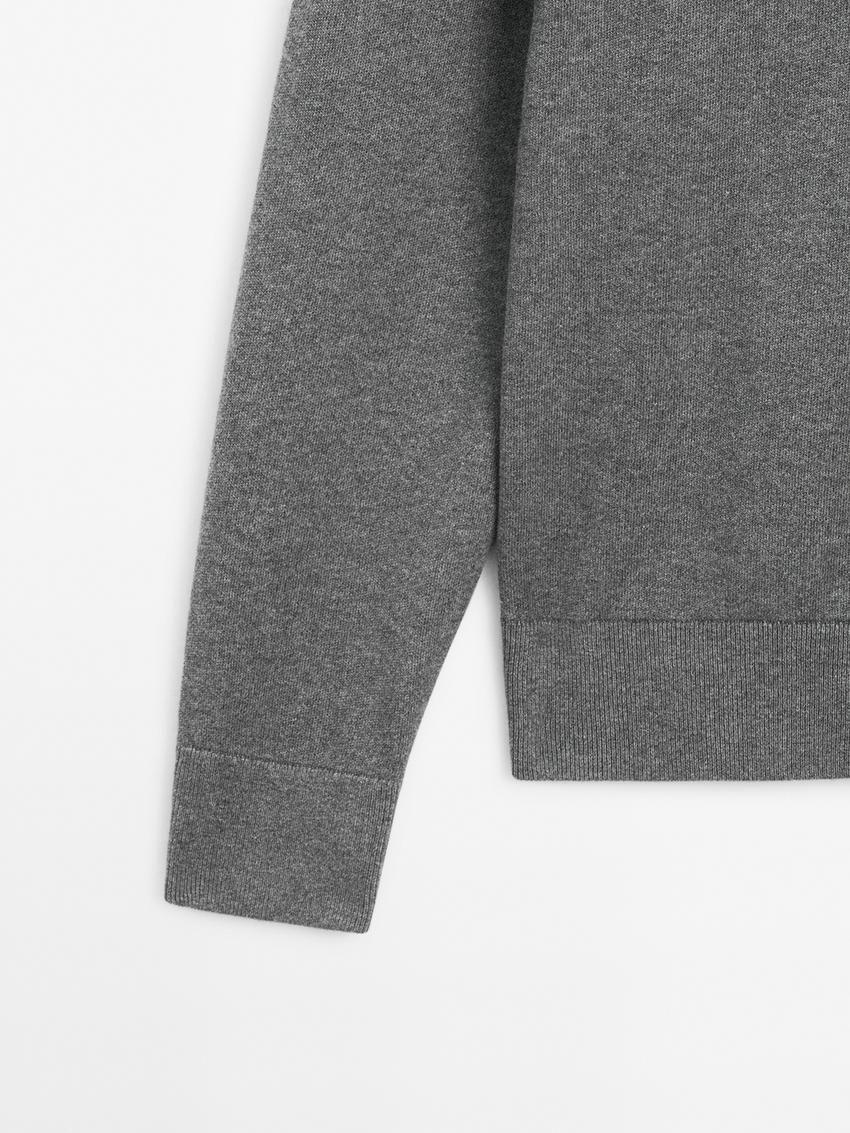 Massimo Dutti Cotton Knit Men Sweater Grey | US-HK3210897