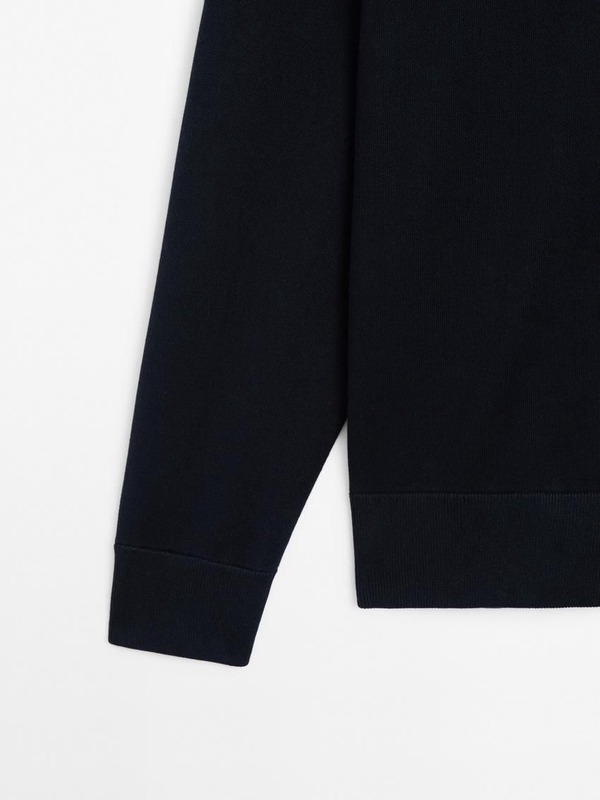 Massimo Dutti Cotton Knit Men Sweater Navy | US-YA7046198