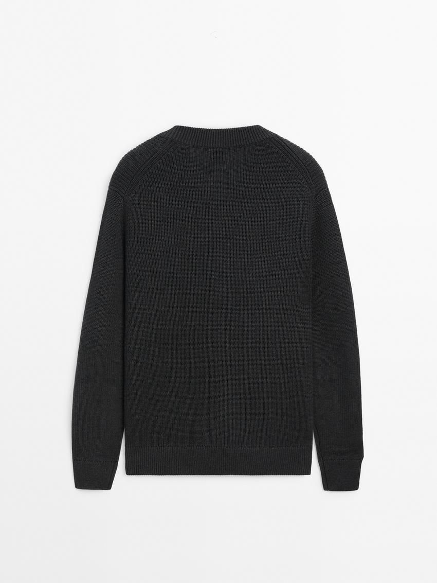 Massimo Dutti Cotton Knit Pockets Men Cardigan Dark Grey | US-VX7582106