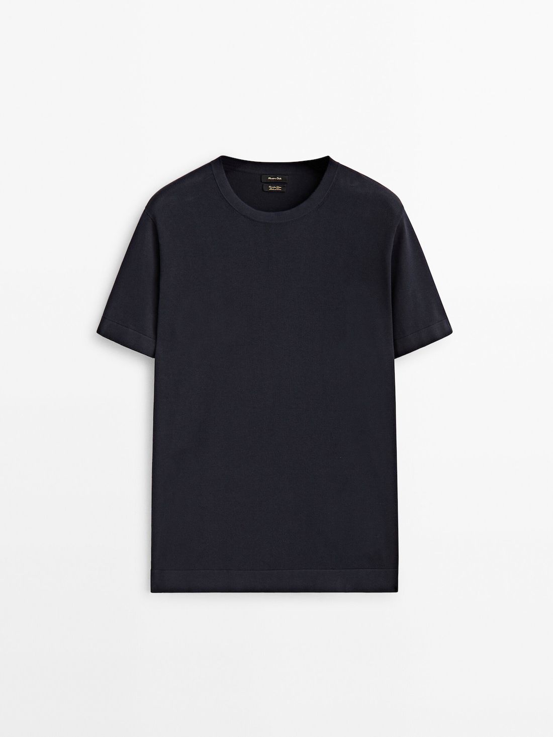 Massimo Dutti Cotton Knit Short Sleeve Men T-Shirt Navy | US-JP6590723