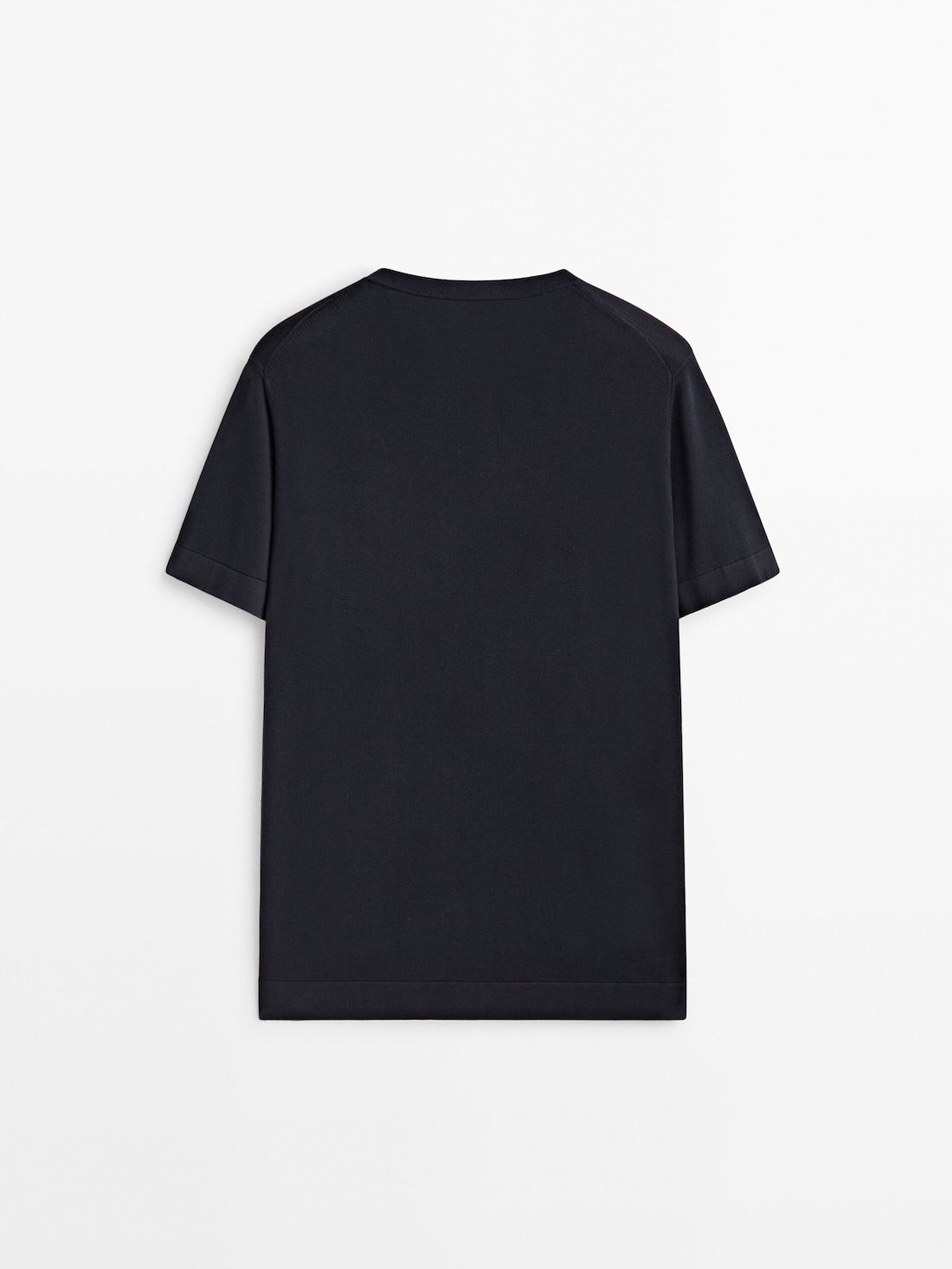 Massimo Dutti Cotton Knit Short Sleeve Men T-Shirt Navy | US-JP6590723