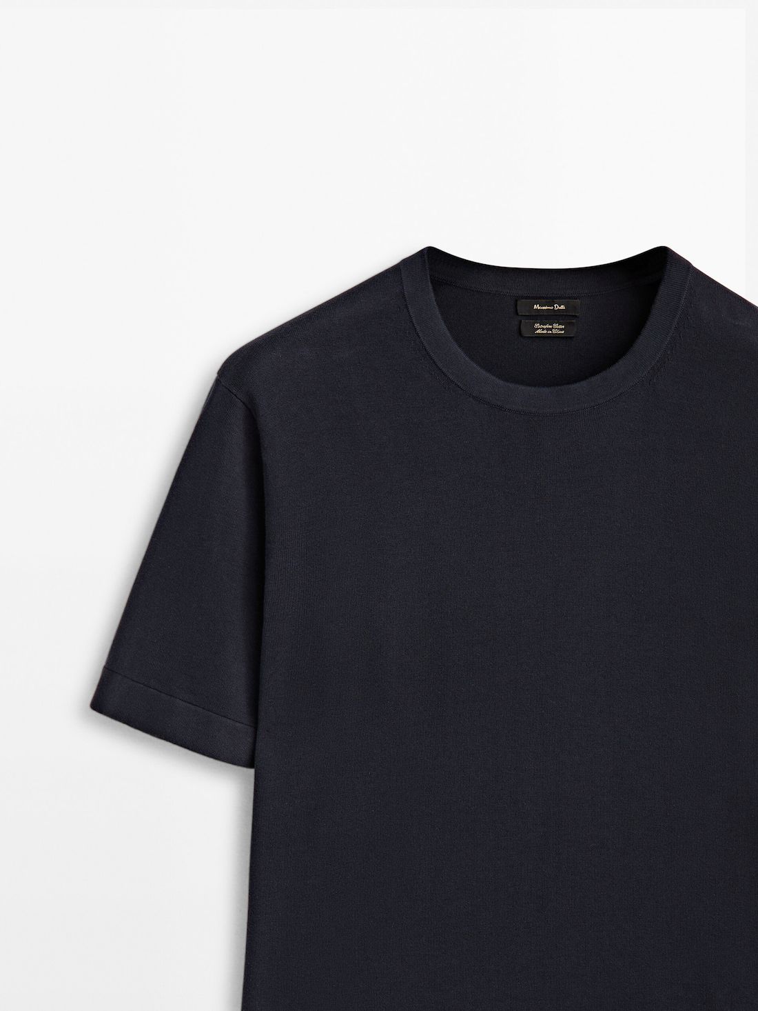 Massimo Dutti Cotton Knit Short Sleeve Men T-Shirt Navy | US-JP6590723