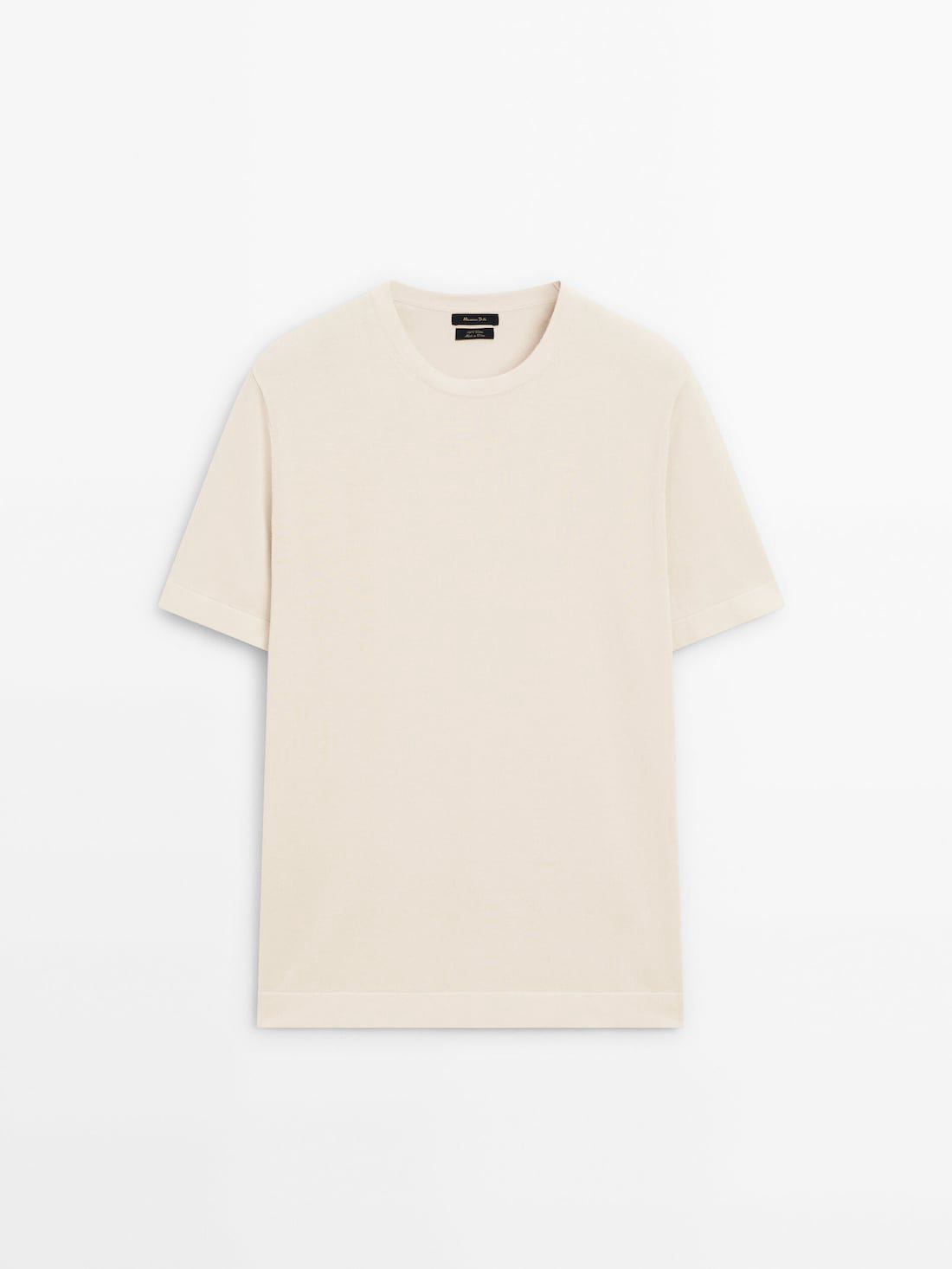 Massimo Dutti Cotton Knit Short Sleeve Men T-Shirt Cream | US-JQ9245310