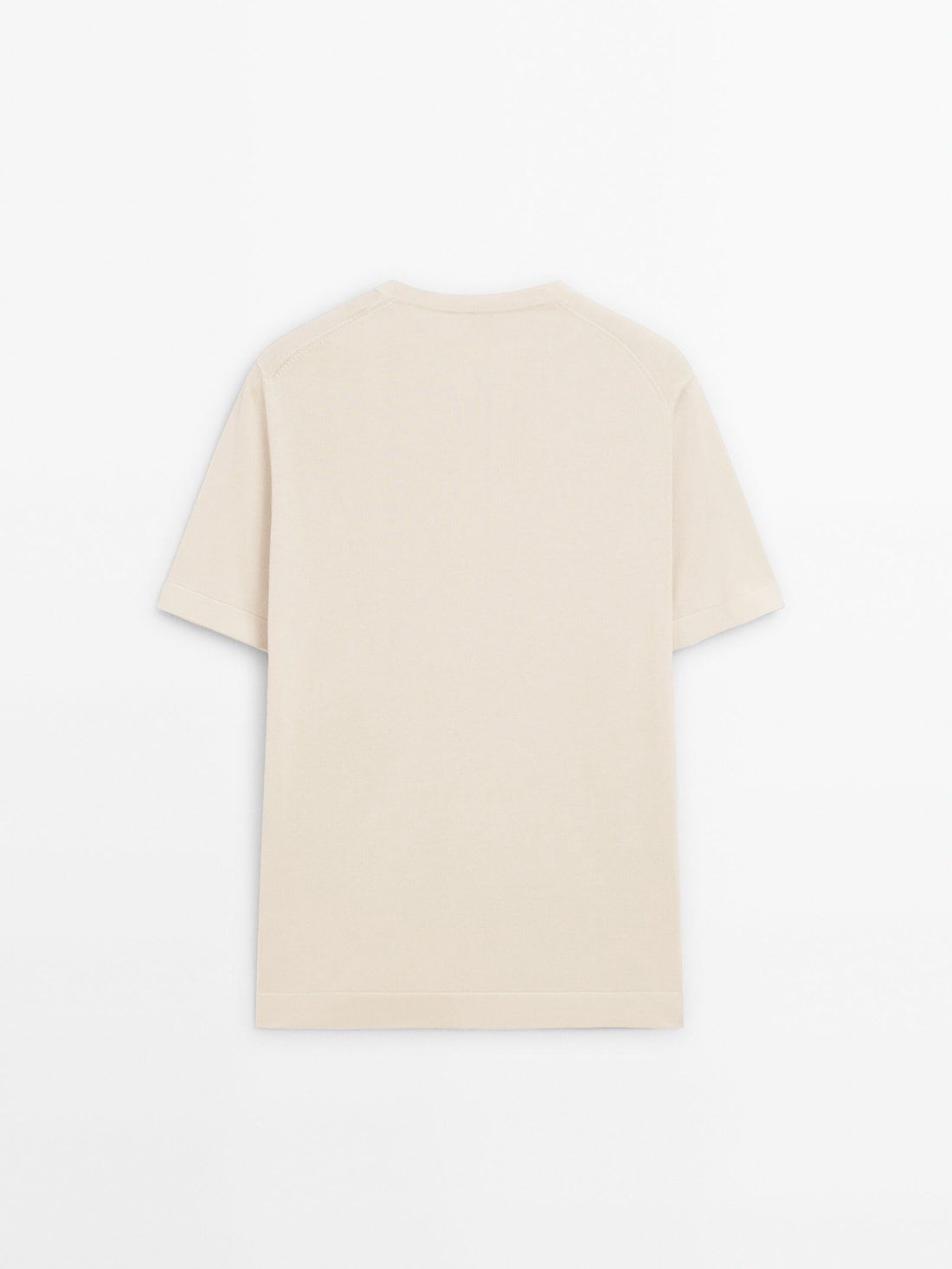 Massimo Dutti Cotton Knit Short Sleeve Men T-Shirt Cream | US-JQ9245310