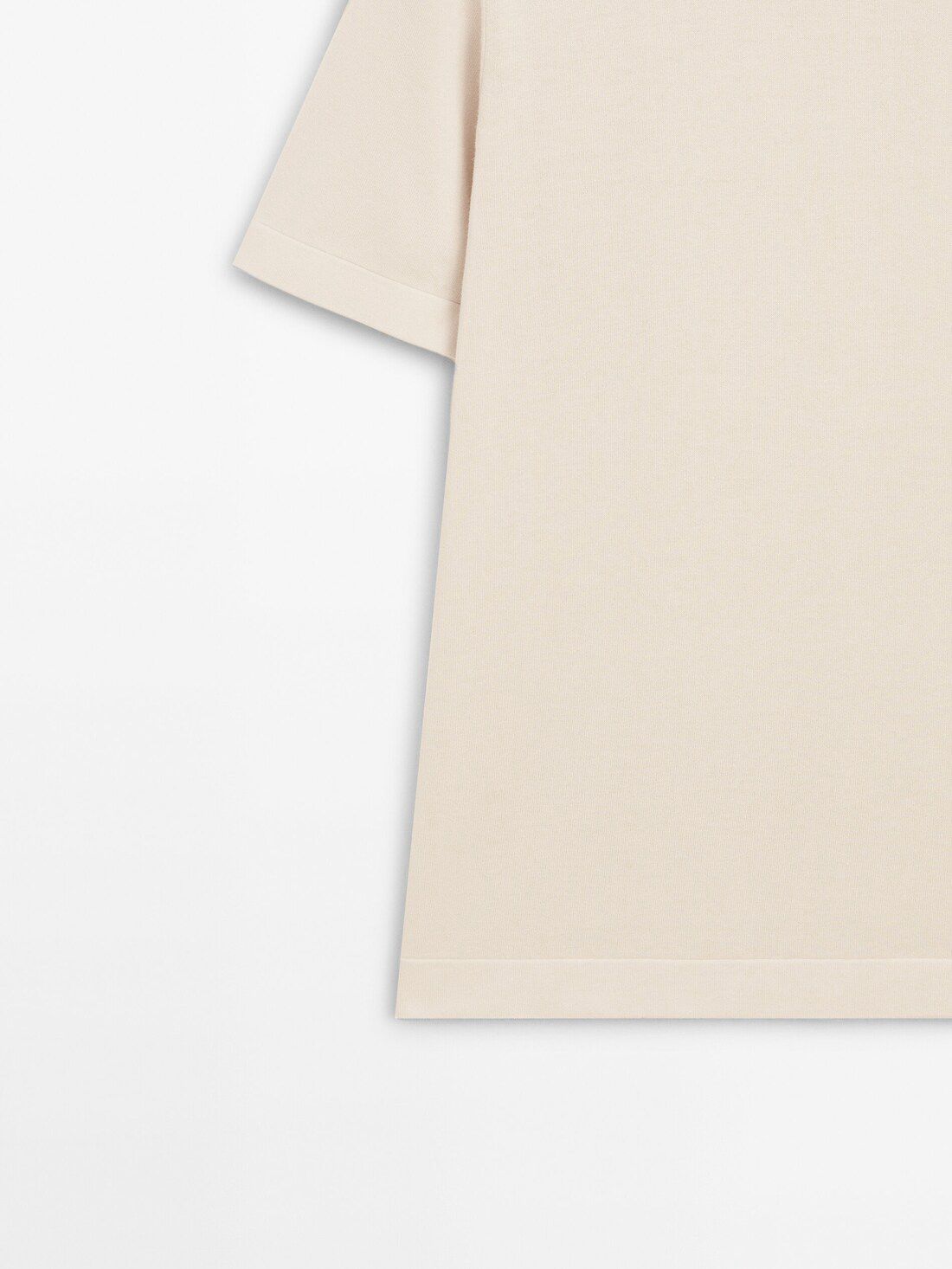 Massimo Dutti Cotton Knit Short Sleeve Men T-Shirt Cream | US-JQ9245310