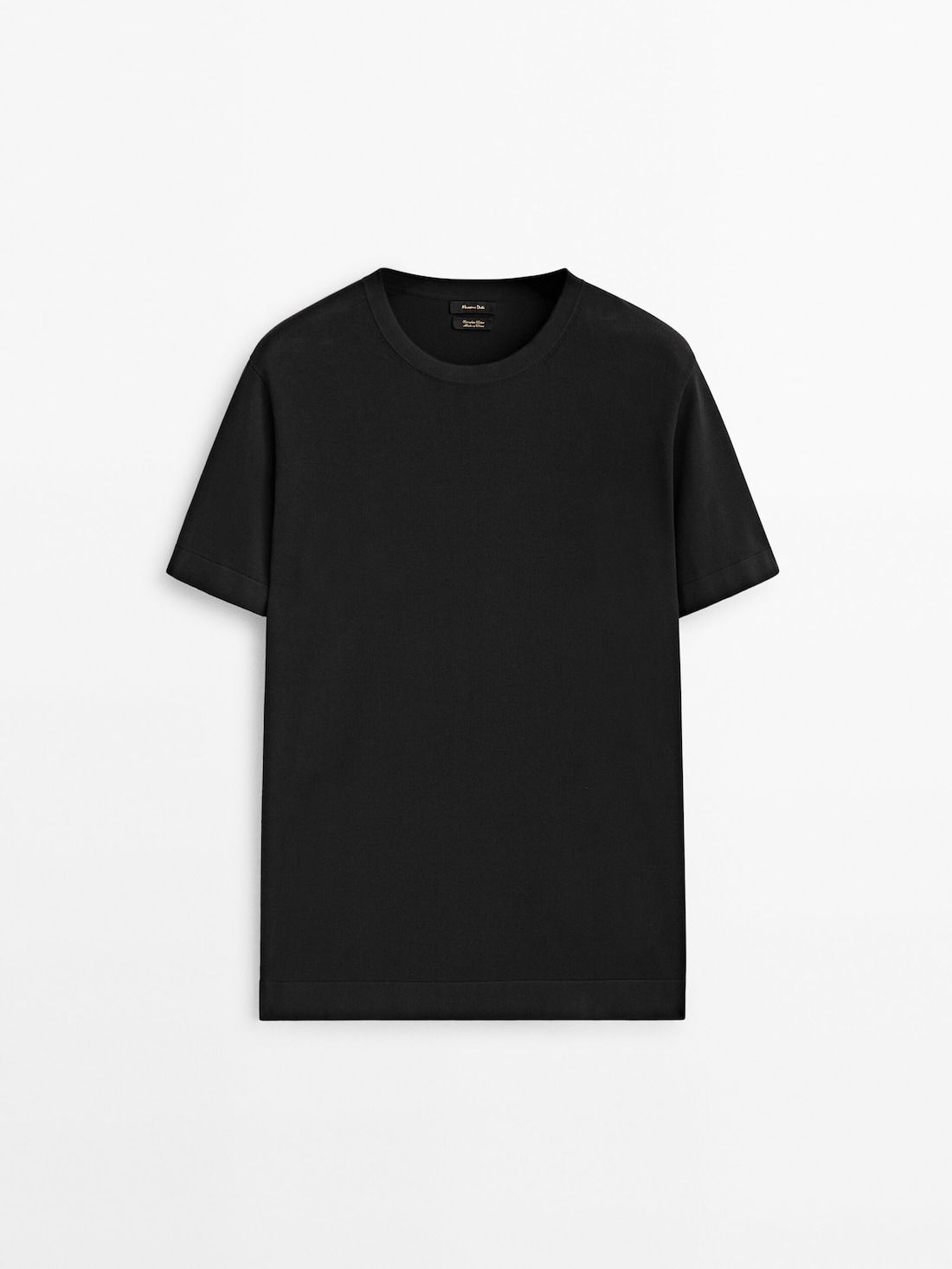 Massimo Dutti Cotton Knit Short Sleeve Men T-Shirt Black | US-JE4601372