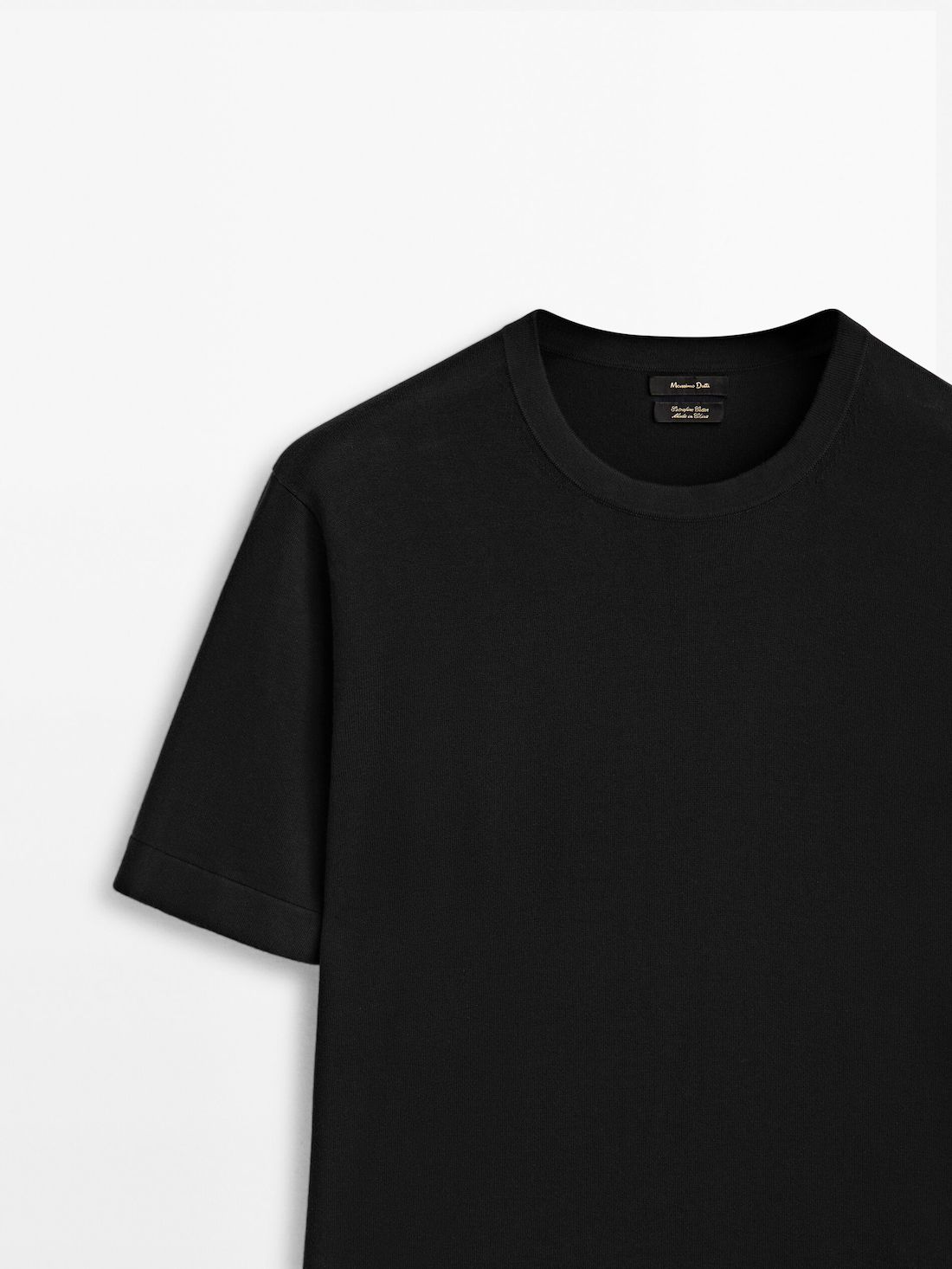 Massimo Dutti Cotton Knit Short Sleeve Men T-Shirt Black | US-JE4601372