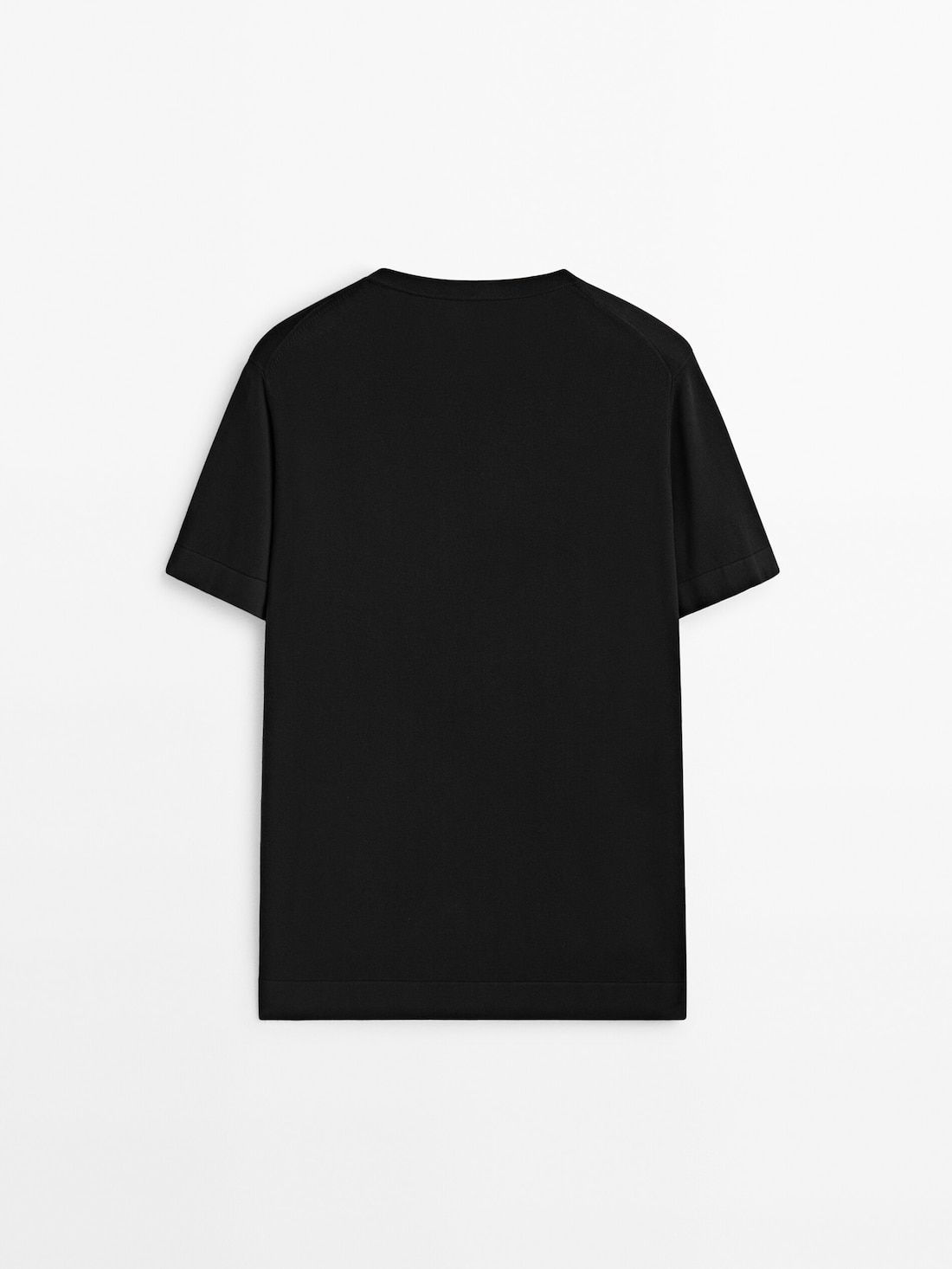 Massimo Dutti Cotton Knit Short Sleeve Men T-Shirt Black | US-JE4601372
