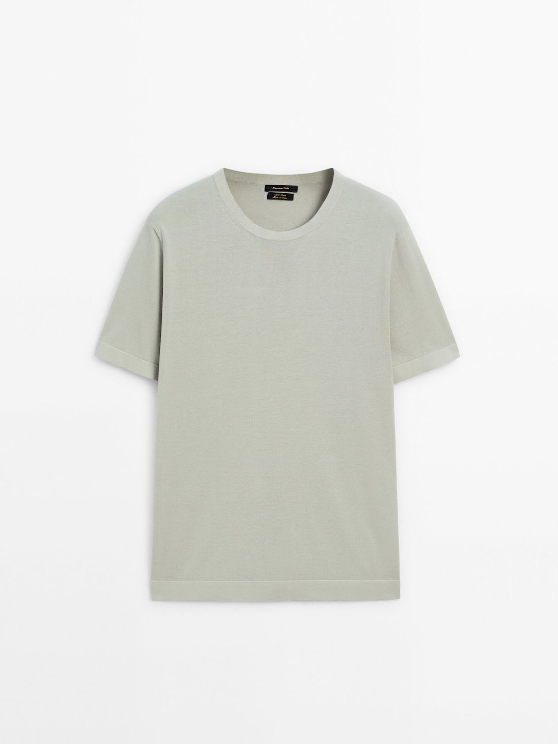 Massimo Dutti Cotton Knit Short Sleeve Men T-Shirt Light Green | US-EW1904867