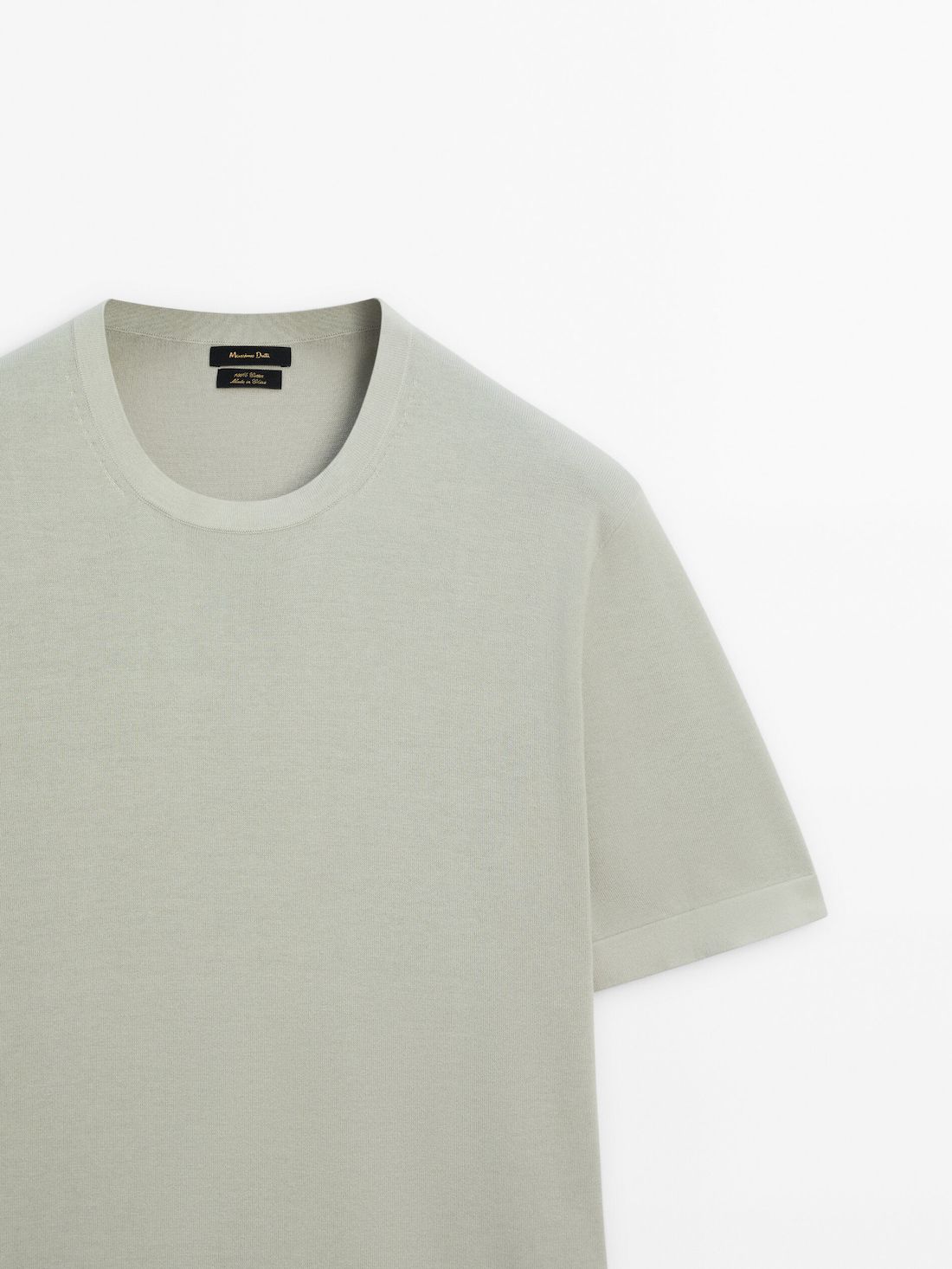 Massimo Dutti Cotton Knit Short Sleeve Men T-Shirt Light Green | US-EW1904867