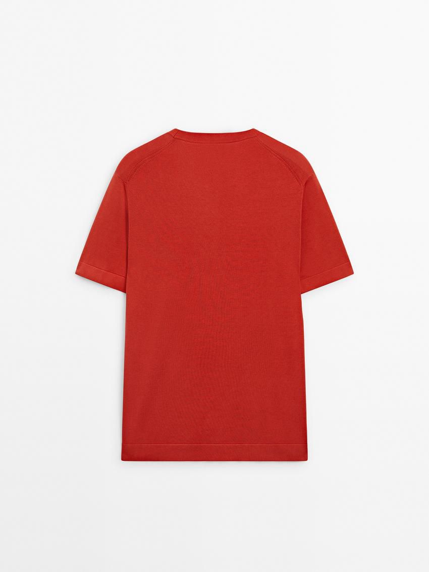 Massimo Dutti Cotton Knit Short Sleeve Men T-Shirt Coral | US-KU1072468