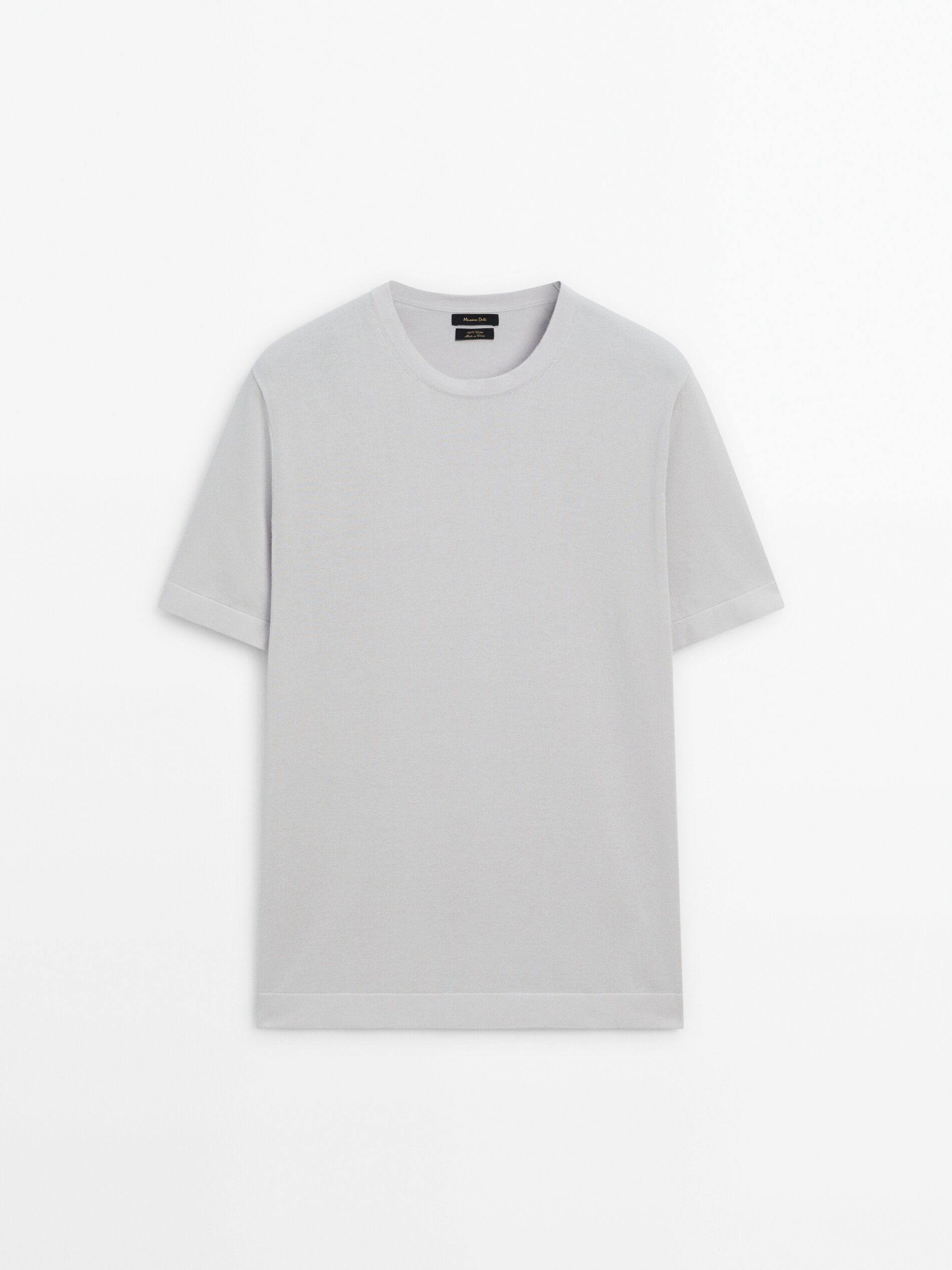 Massimo Dutti Cotton Knit Short Sleeve Men T-Shirt Light Grey | US-XF3498710