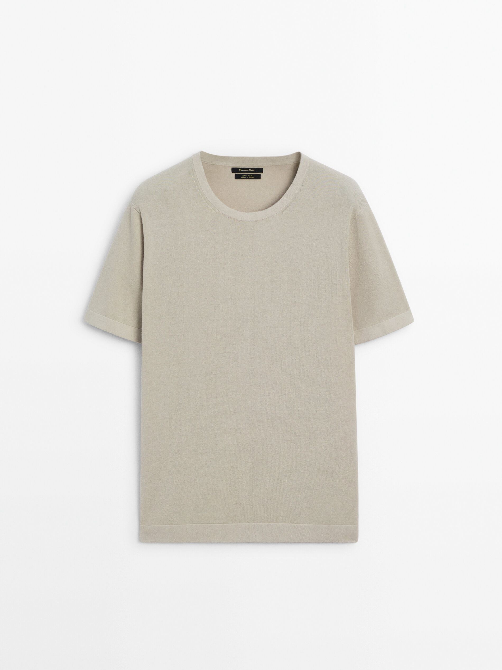 Massimo Dutti Cotton Knit Short Sleeve Men T-Shirt Beige | US-OV7985364
