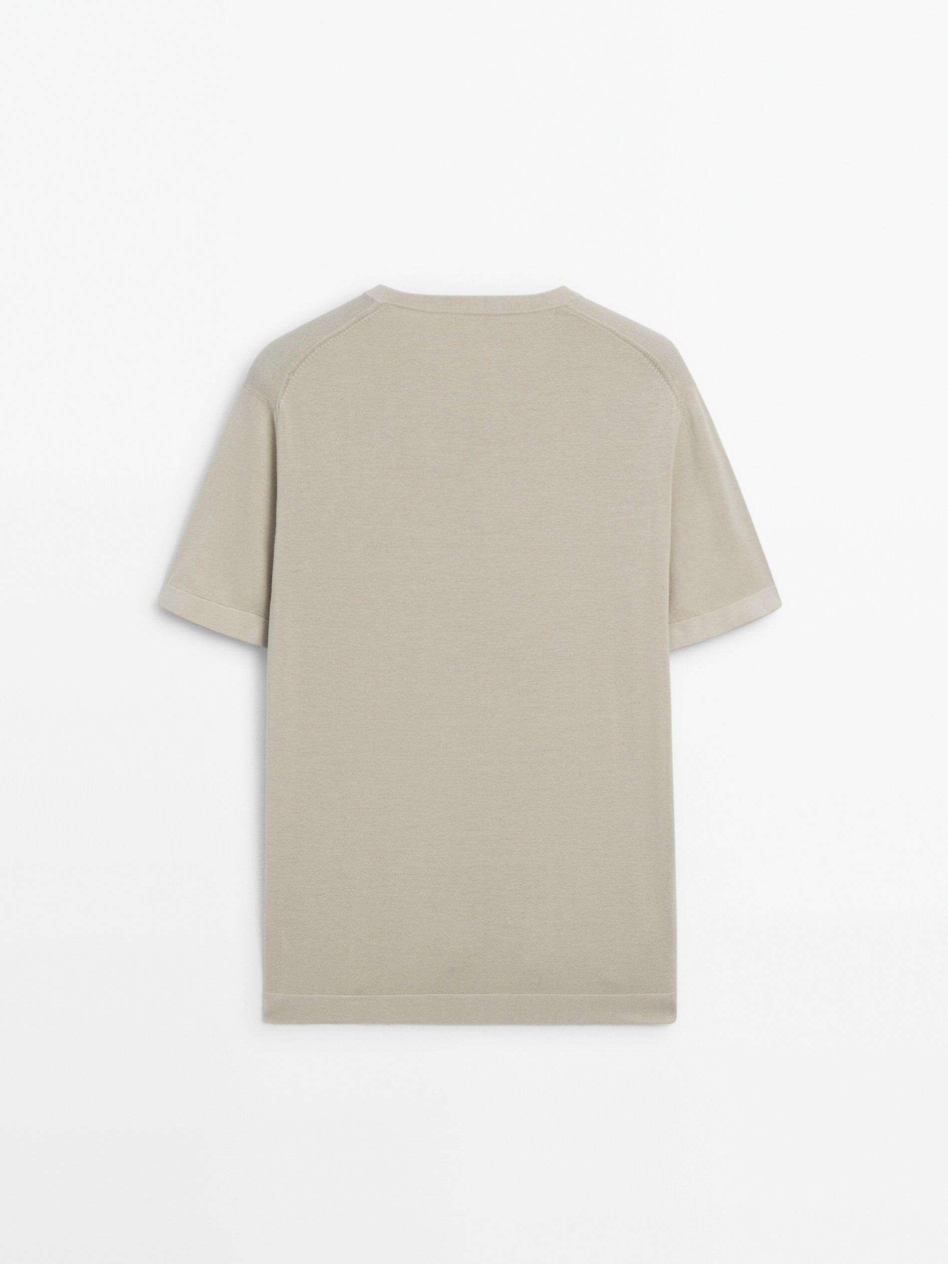 Massimo Dutti Cotton Knit Short Sleeve Men T-Shirt Beige | US-OV7985364