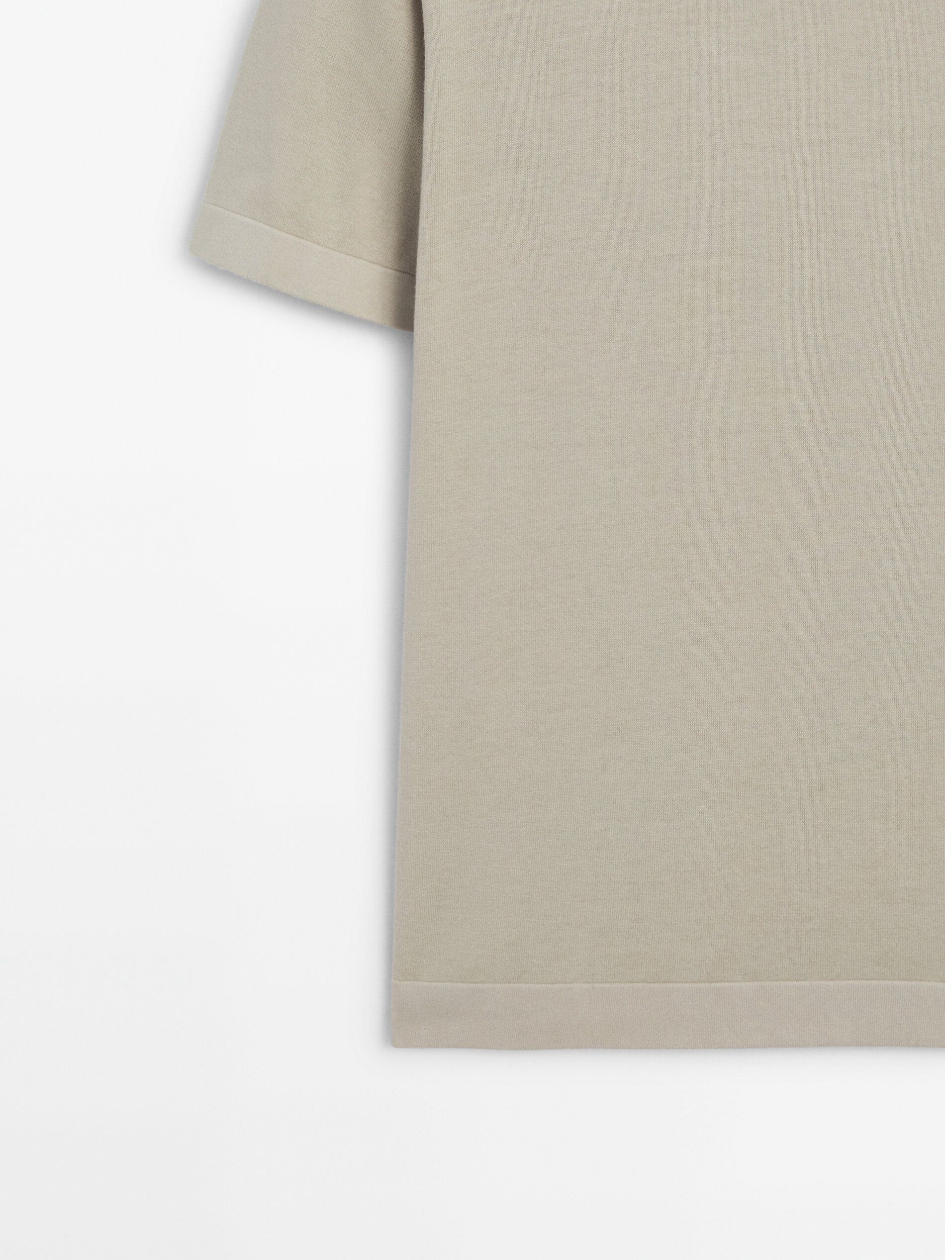 Massimo Dutti Cotton Knit Short Sleeve Men T-Shirt Beige | US-OV7985364