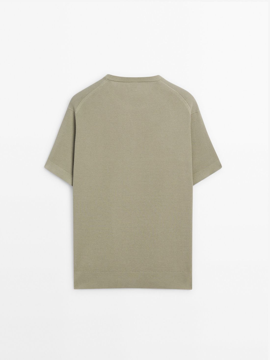 Massimo Dutti Cotton Knit With Short Sleeves Men T-Shirt Khaki | US-WG1845932