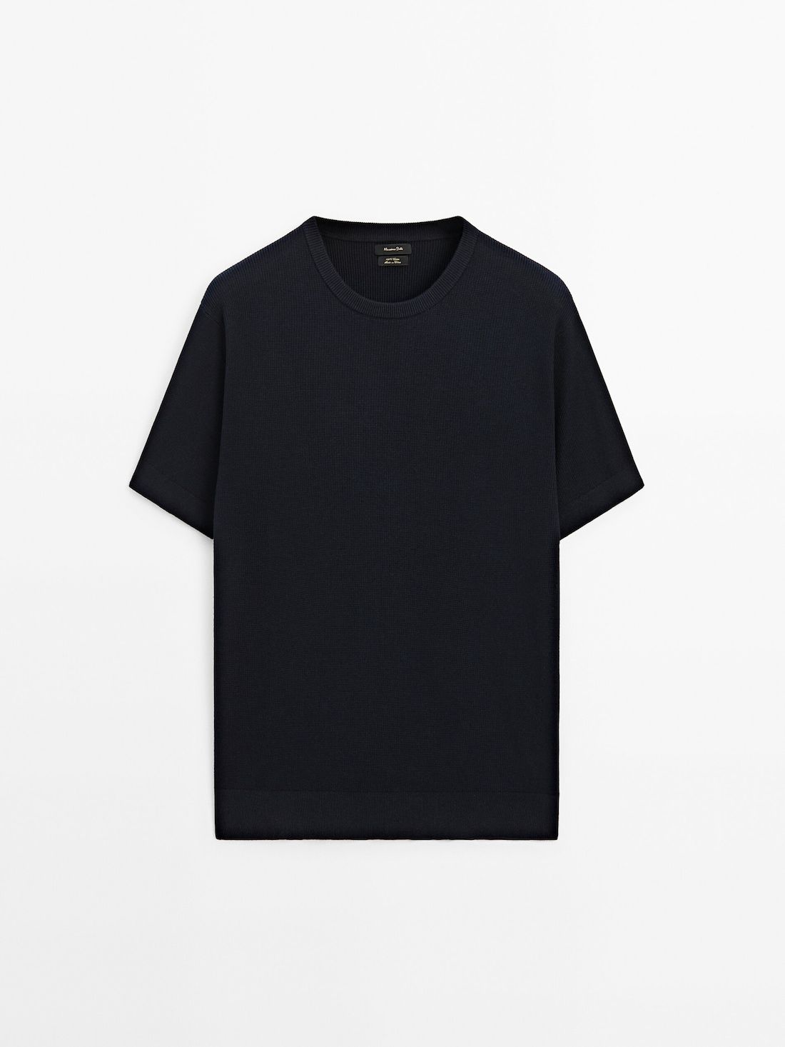 Massimo Dutti Cotton Knit With Short Sleeves Men T-Shirt Navy | US-YE1583740