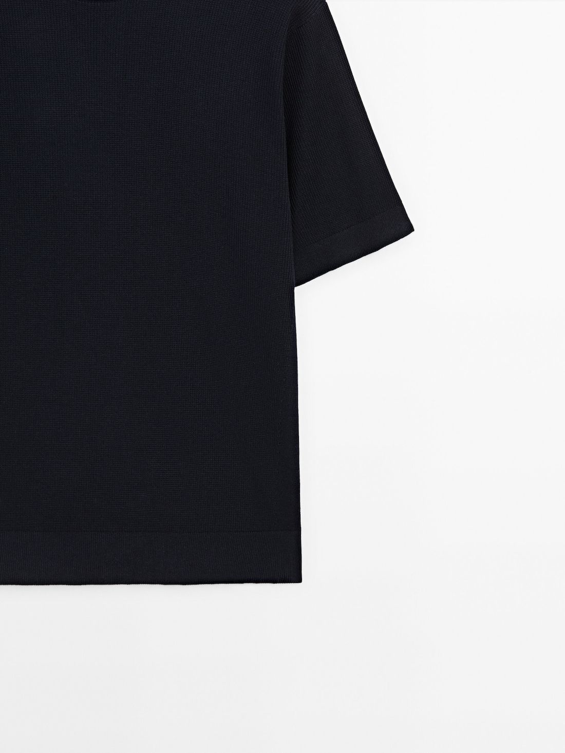 Massimo Dutti Cotton Knit With Short Sleeves Men T-Shirt Navy | US-YE1583740