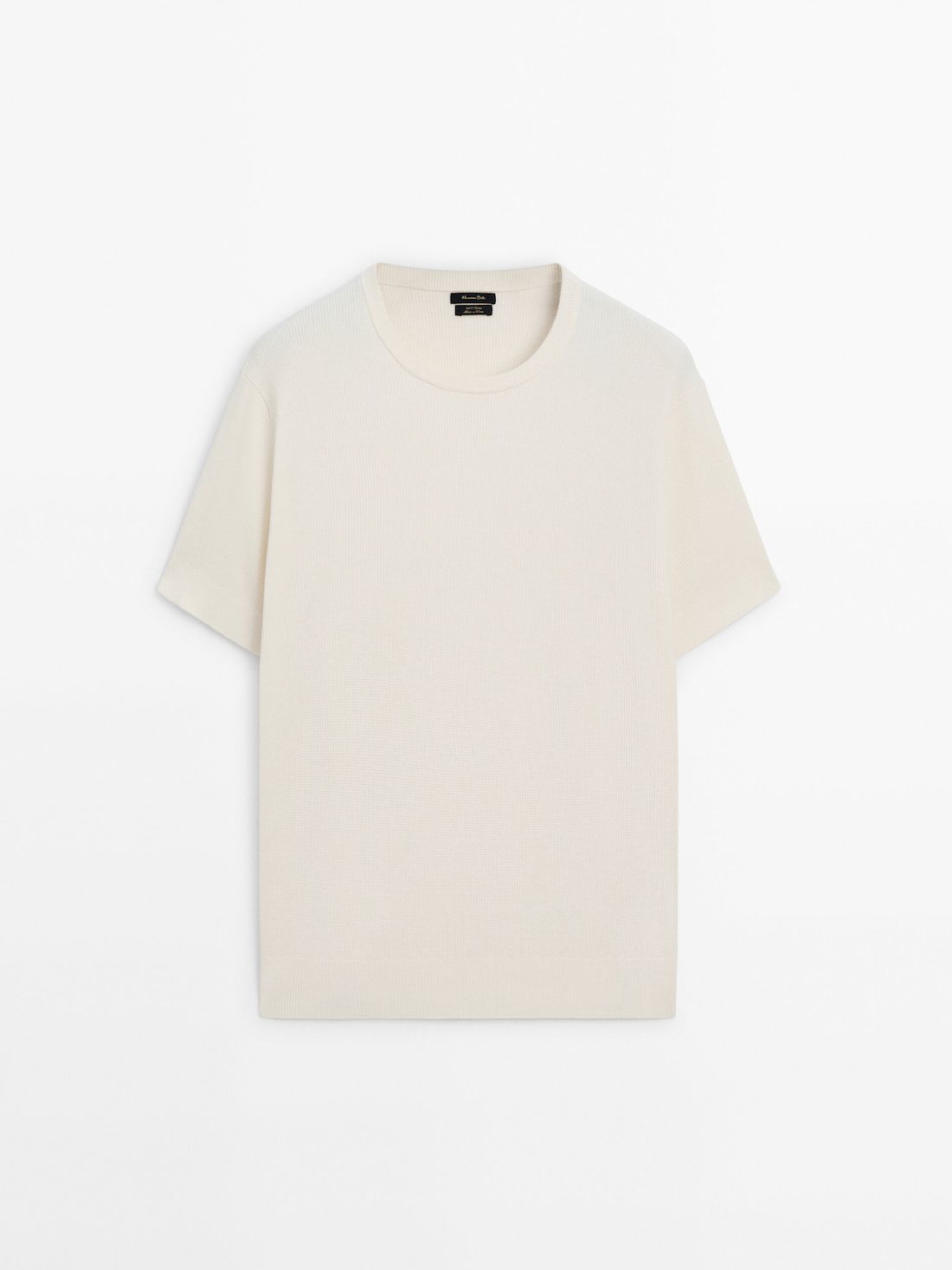 Massimo Dutti Cotton Knit With Short Sleeves Men T-Shirt Cream | US-BK3291045