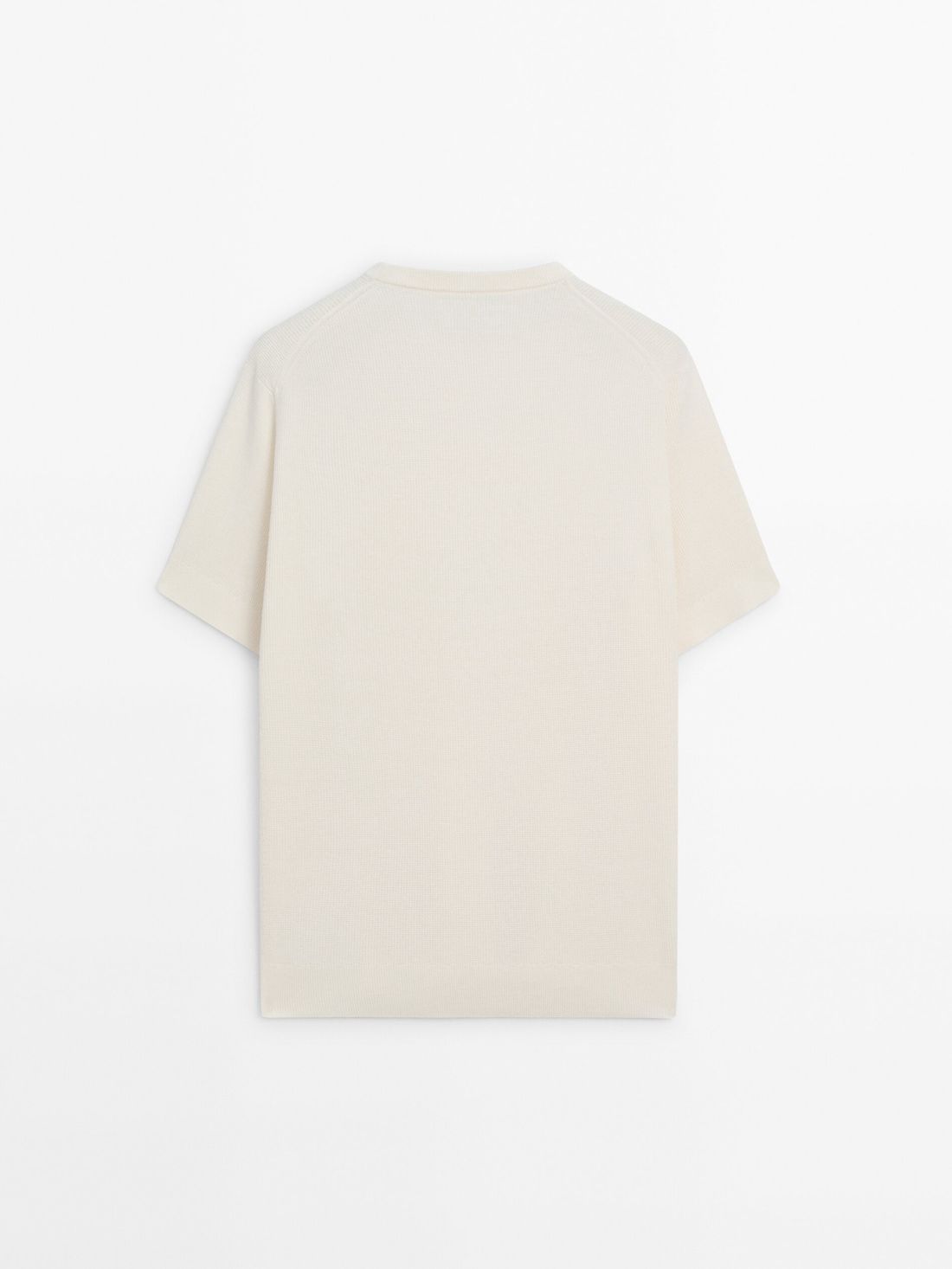 Massimo Dutti Cotton Knit With Short Sleeves Men T-Shirt Cream | US-BK3291045