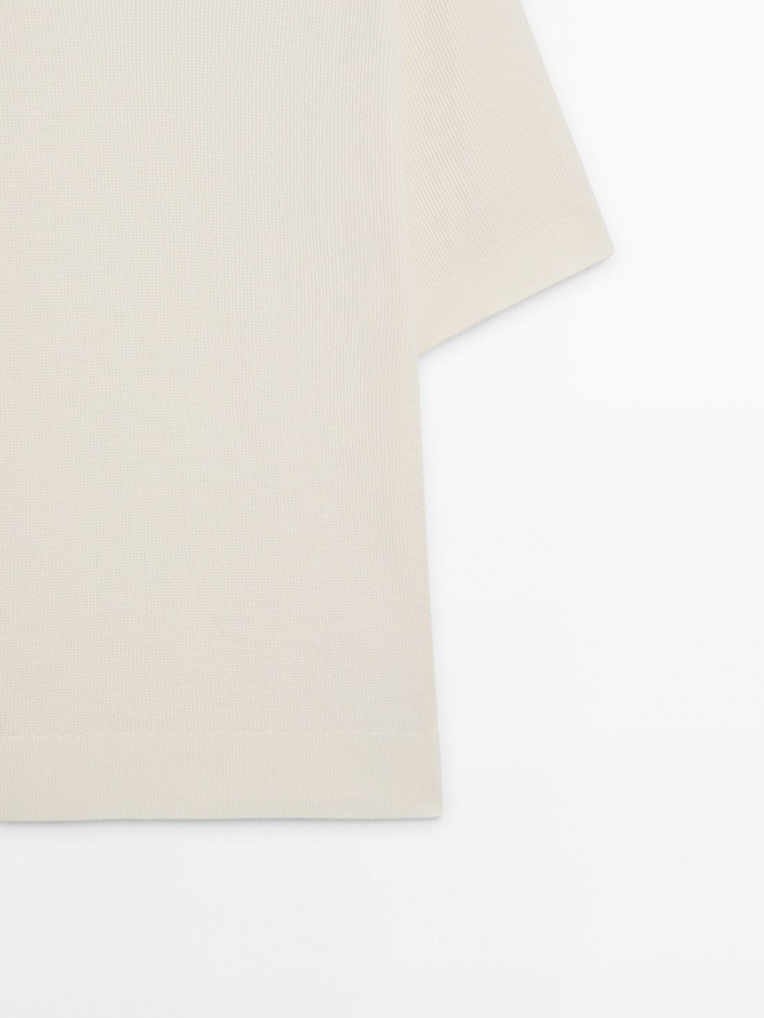 Massimo Dutti Cotton Knit With Short Sleeves Men T-Shirt Cream | US-BK3291045