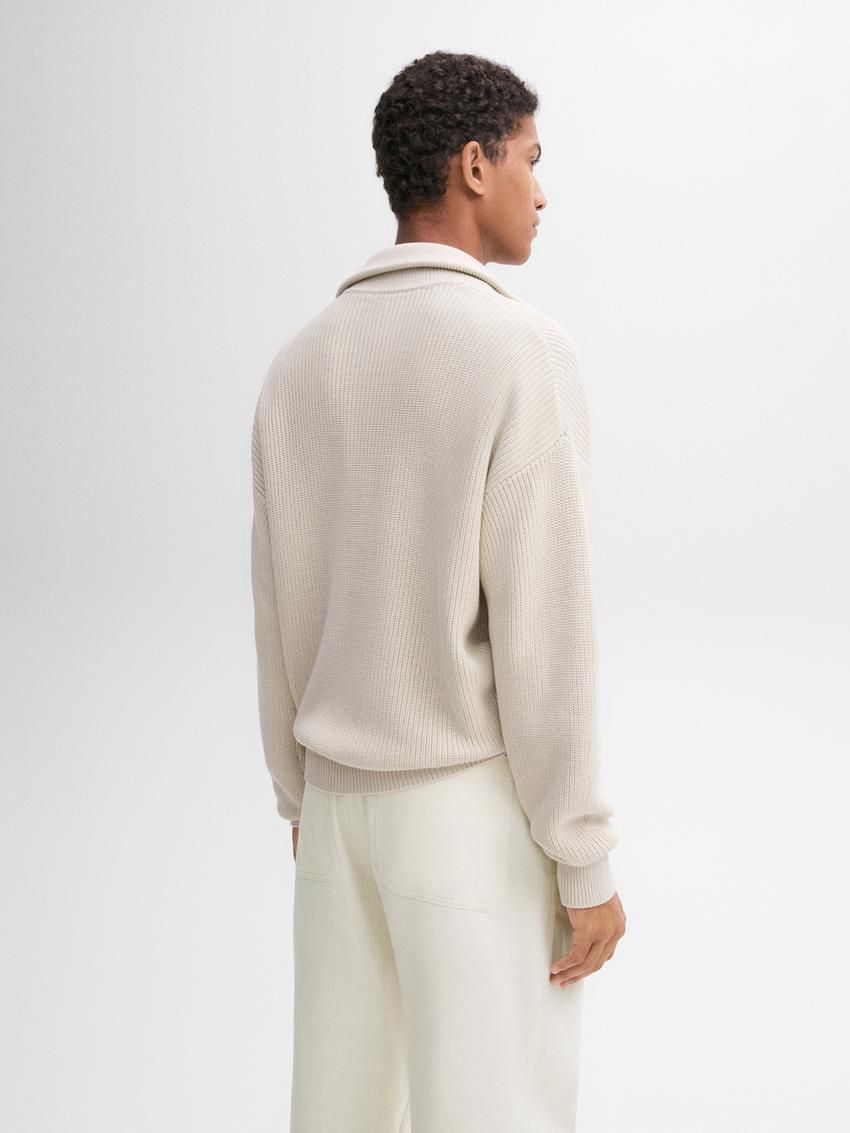 Massimo Dutti Cotton Knitted With Zip Men Cardigan Beige | US-CM7093581