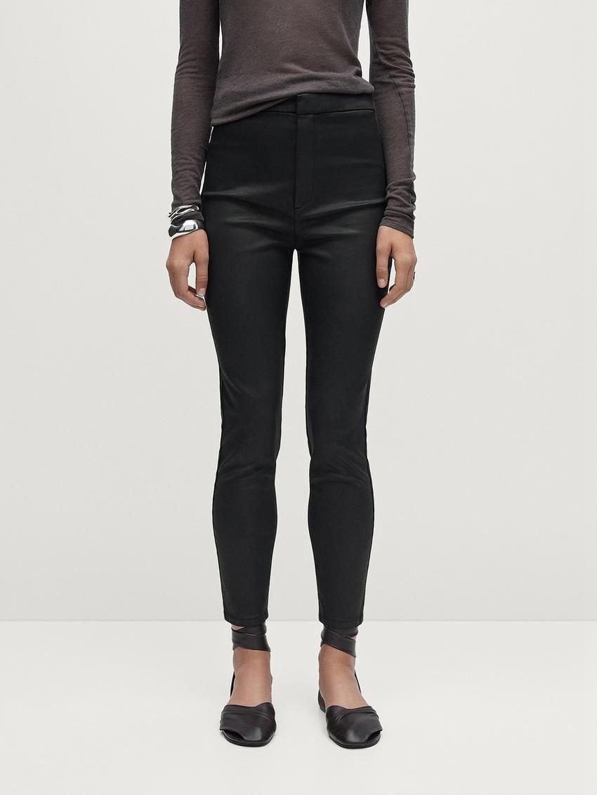 Massimo Dutti Cotton Leggings-style Women Trousers Black | US-JC5012746