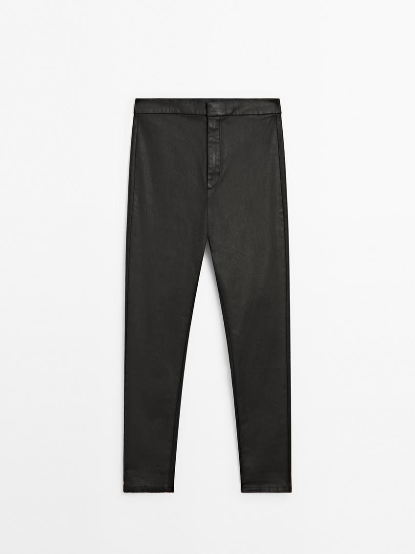 Massimo Dutti Cotton Leggings-style Women Trousers Black | US-JC5012746