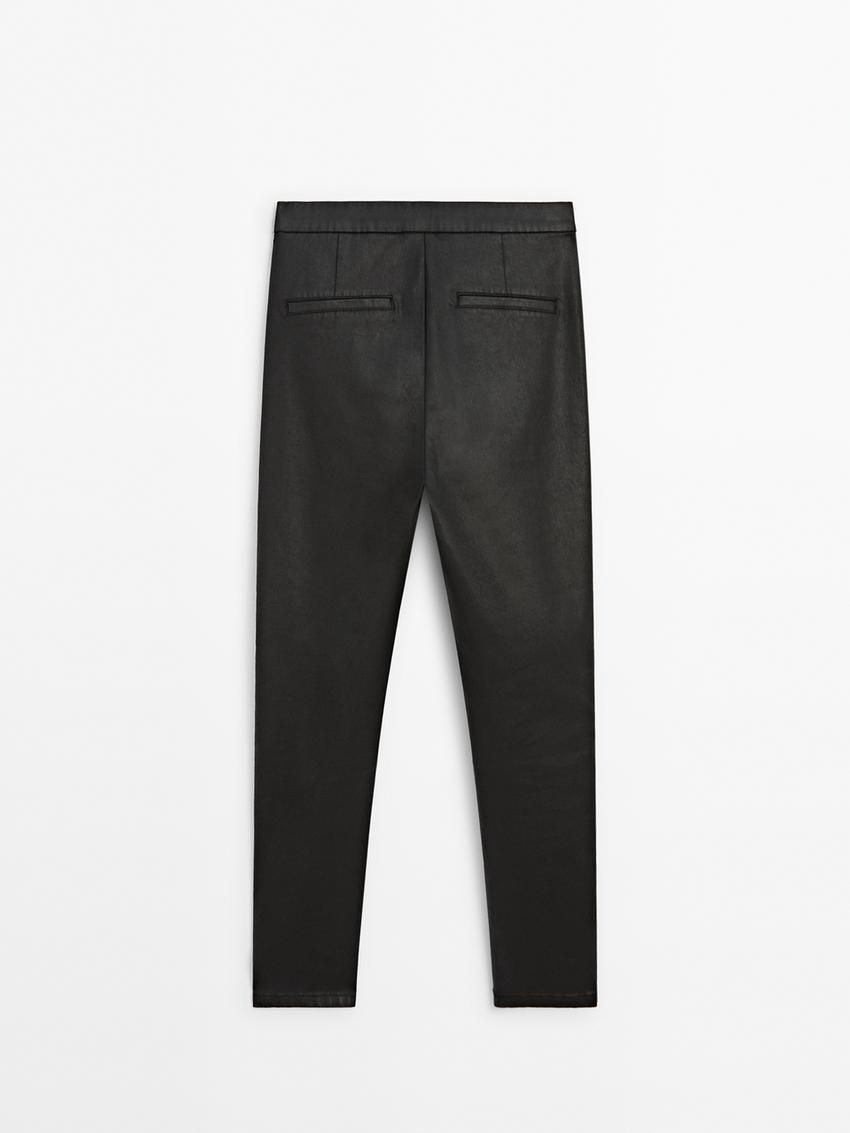 Massimo Dutti Cotton Leggings-style Women Trousers Black | US-JC5012746