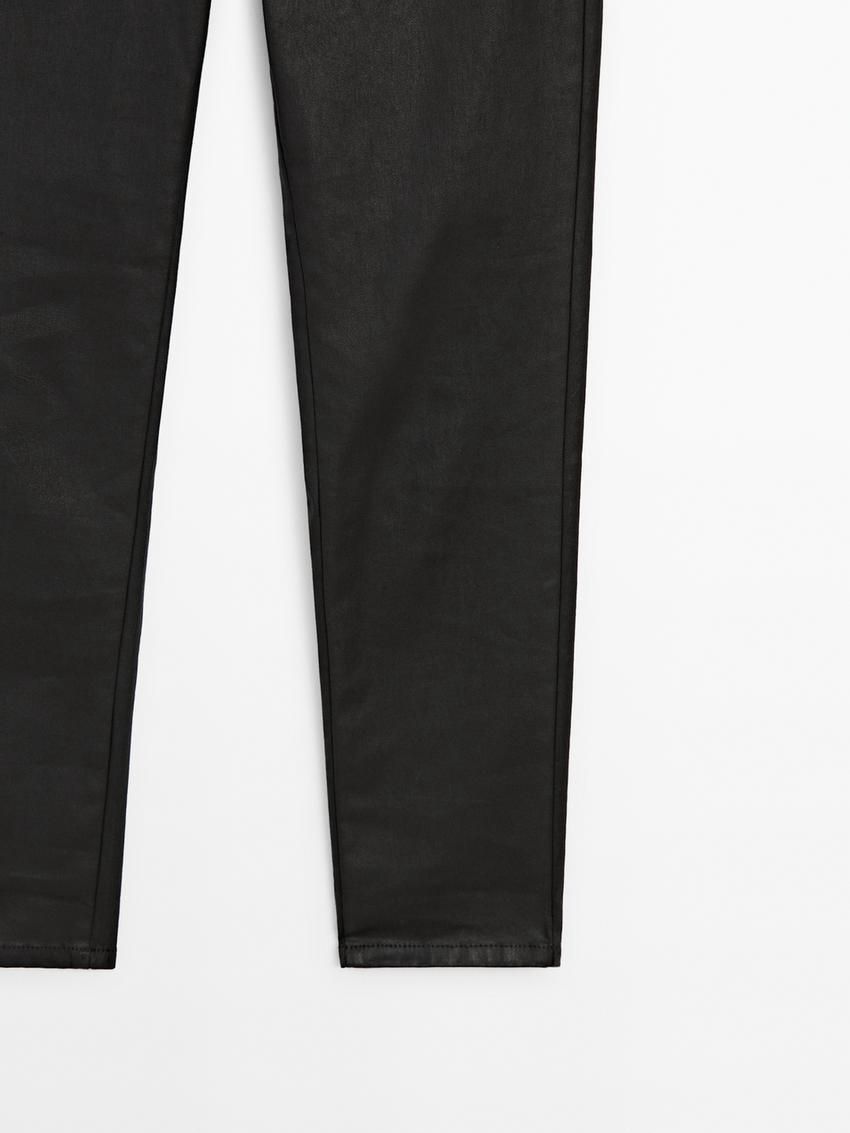 Massimo Dutti Cotton Leggings-style Women Trousers Black | US-JC5012746