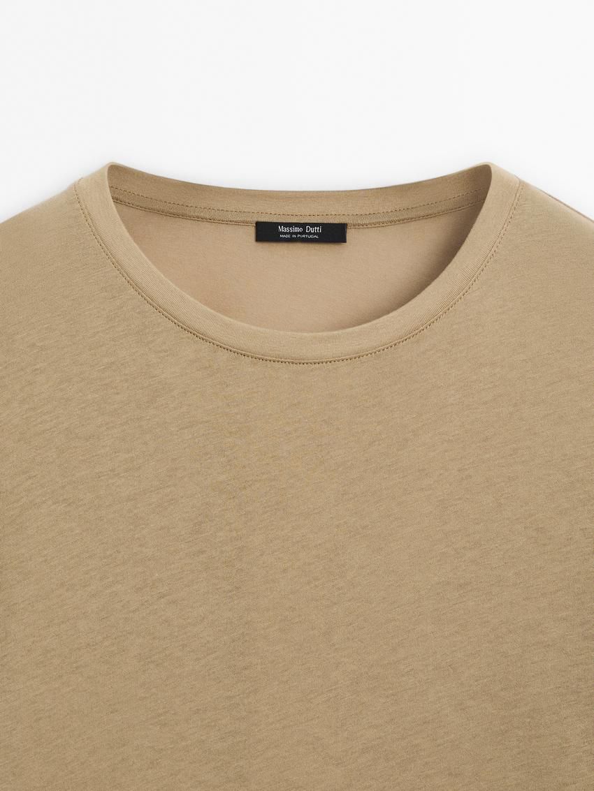 Massimo Dutti Cotton Long Sleeve Women T-Shirt Khaki | US-NS5186724
