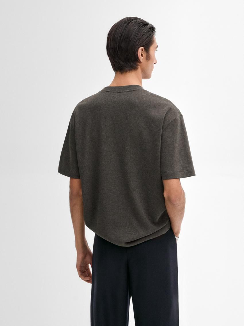 Massimo Dutti Cotton Medium Weight Men T-Shirt Dark Grey | US-NE2314059