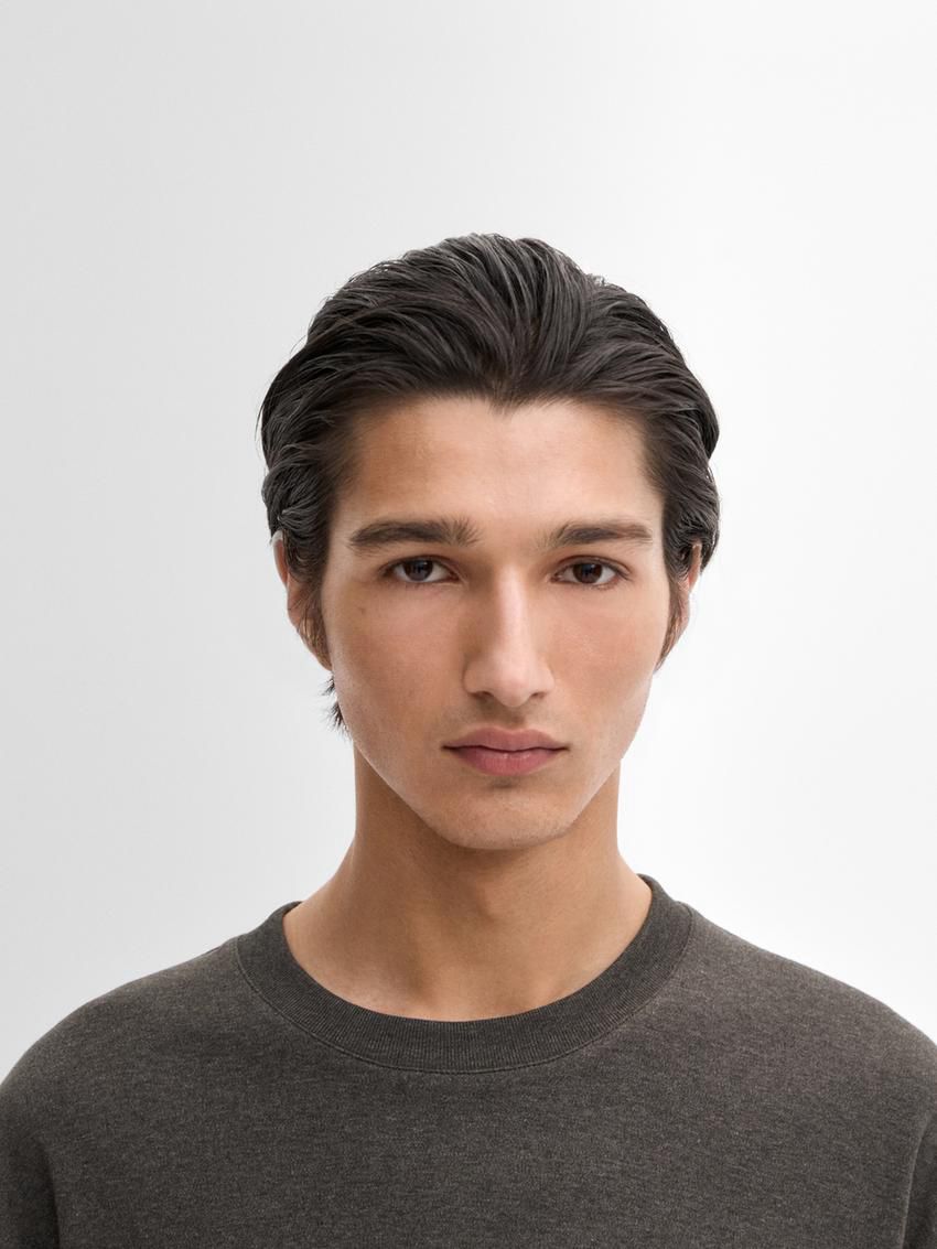 Massimo Dutti Cotton Medium Weight Men T-Shirt Dark Grey | US-NE2314059
