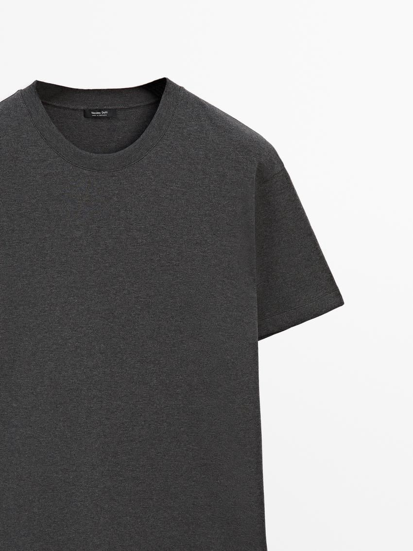 Massimo Dutti Cotton Medium Weight Men T-Shirt Dark Grey | US-NE2314059