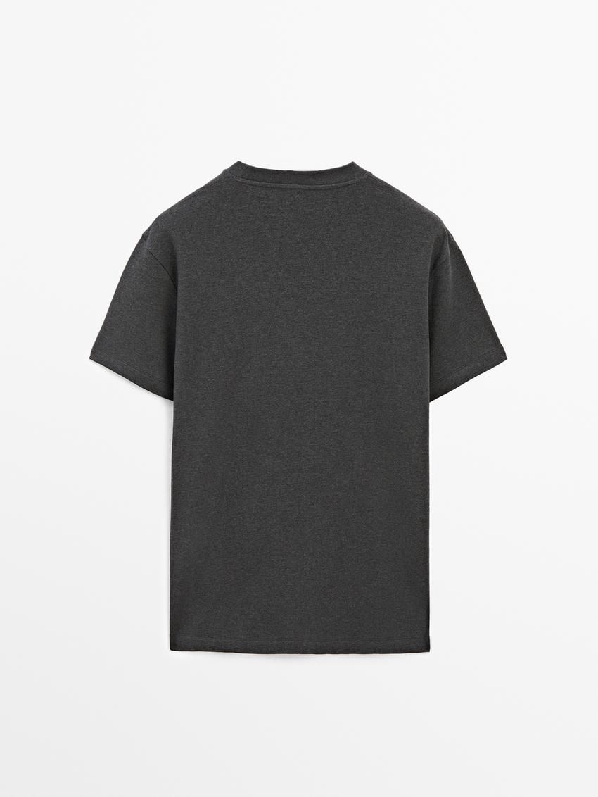 Massimo Dutti Cotton Medium Weight Men T-Shirt Dark Grey | US-NE2314059
