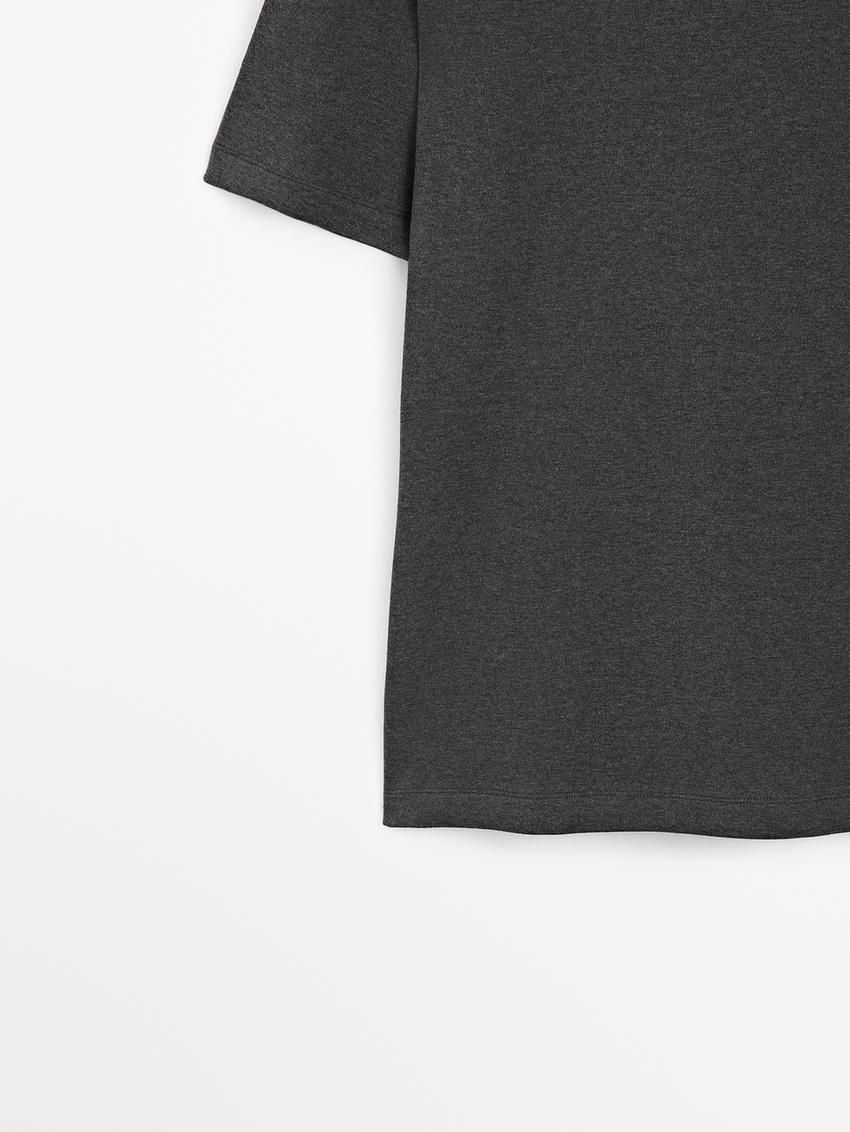Massimo Dutti Cotton Medium Weight Men T-Shirt Dark Grey | US-NE2314059