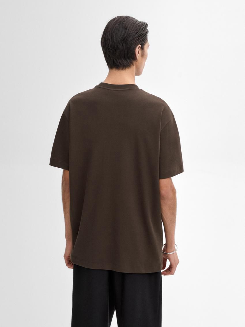 Massimo Dutti Cotton Medium Weight Men T-Shirt Chocolate | US-BH8351720