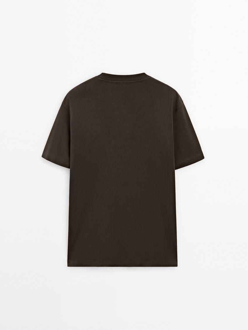 Massimo Dutti Cotton Medium Weight Men T-Shirt Chocolate | US-BH8351720