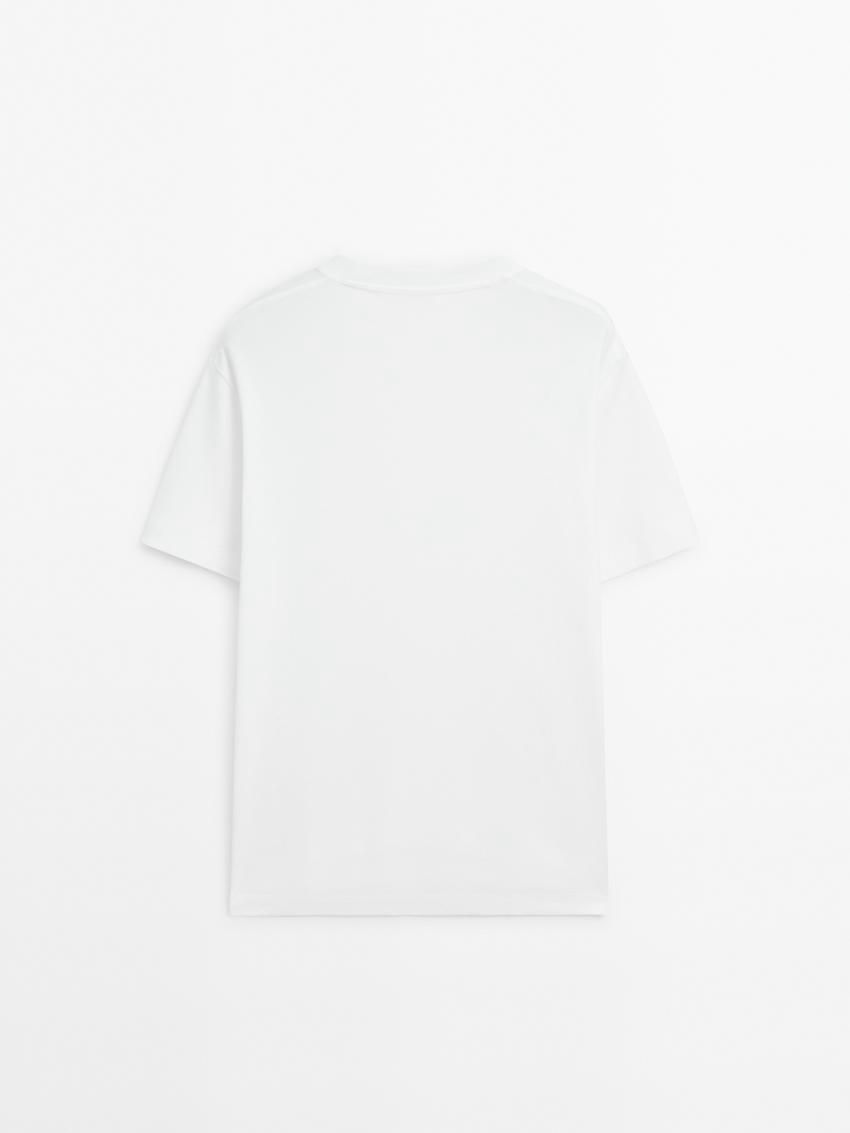 Massimo Dutti Cotton Medium Weight Men T-Shirt White | US-UY3490187
