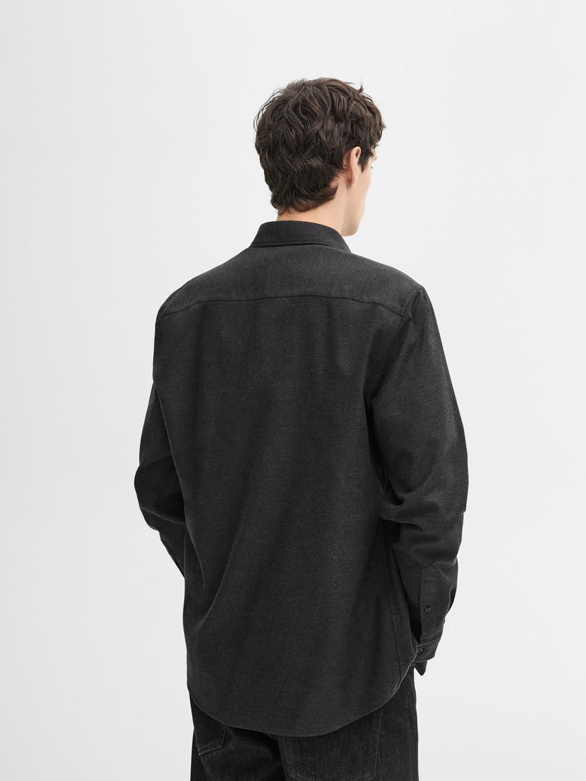 Massimo Dutti Cotton Melange Men Shirts Dark Grey | US-PL8924603