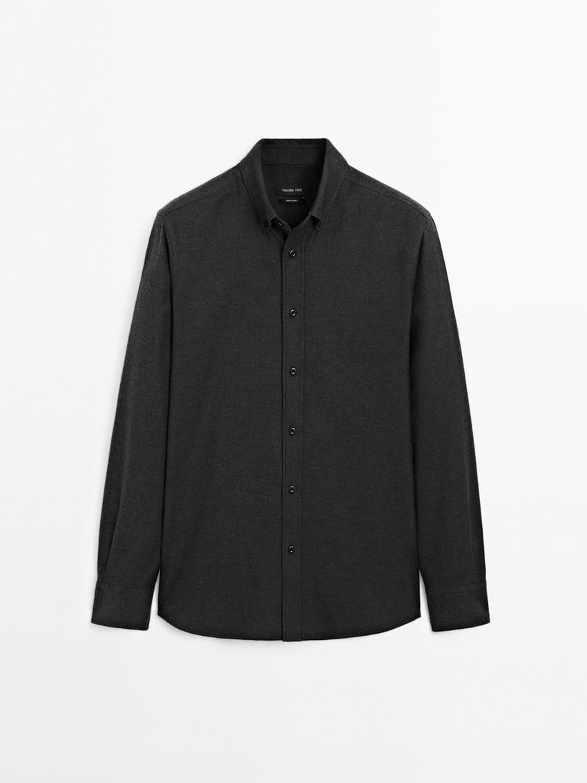Massimo Dutti Cotton Melange Men Shirts Dark Grey | US-PL8924603