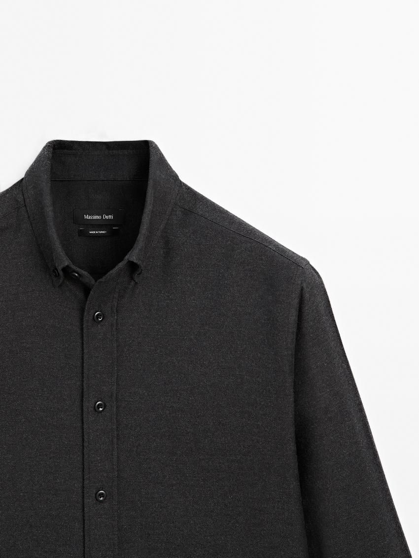 Massimo Dutti Cotton Melange Men Shirts Dark Grey | US-PL8924603