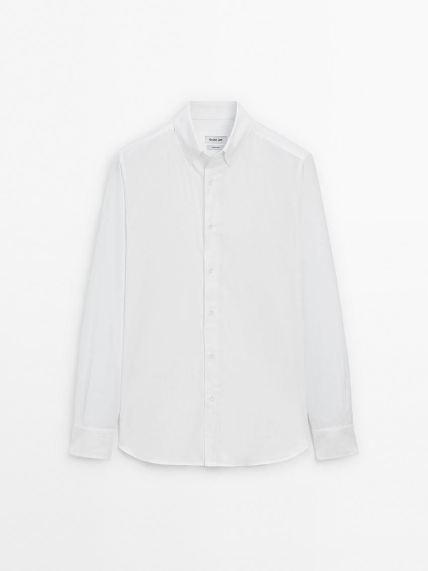 Massimo Dutti Cotton Melange Men Shirts White | US-XZ9482753