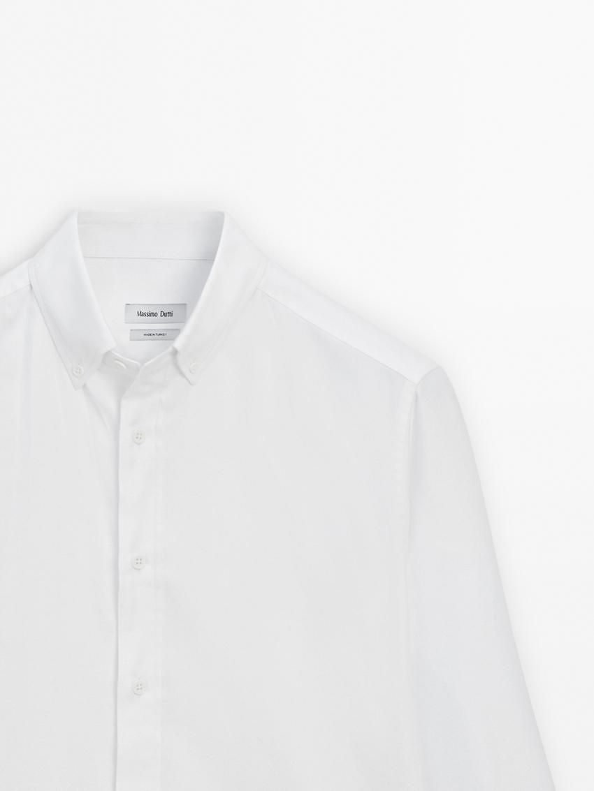 Massimo Dutti Cotton Melange Men Shirts White | US-XZ9482753