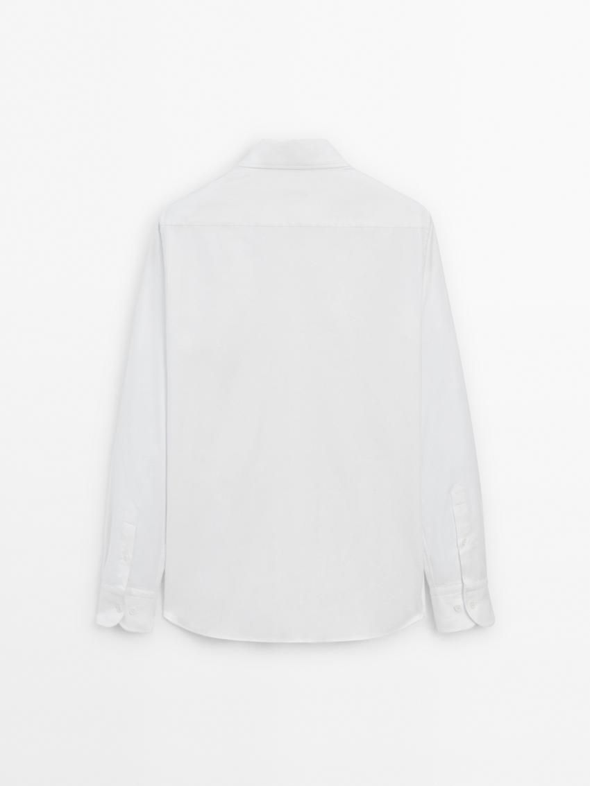 Massimo Dutti Cotton Melange Men Shirts White | US-XZ9482753