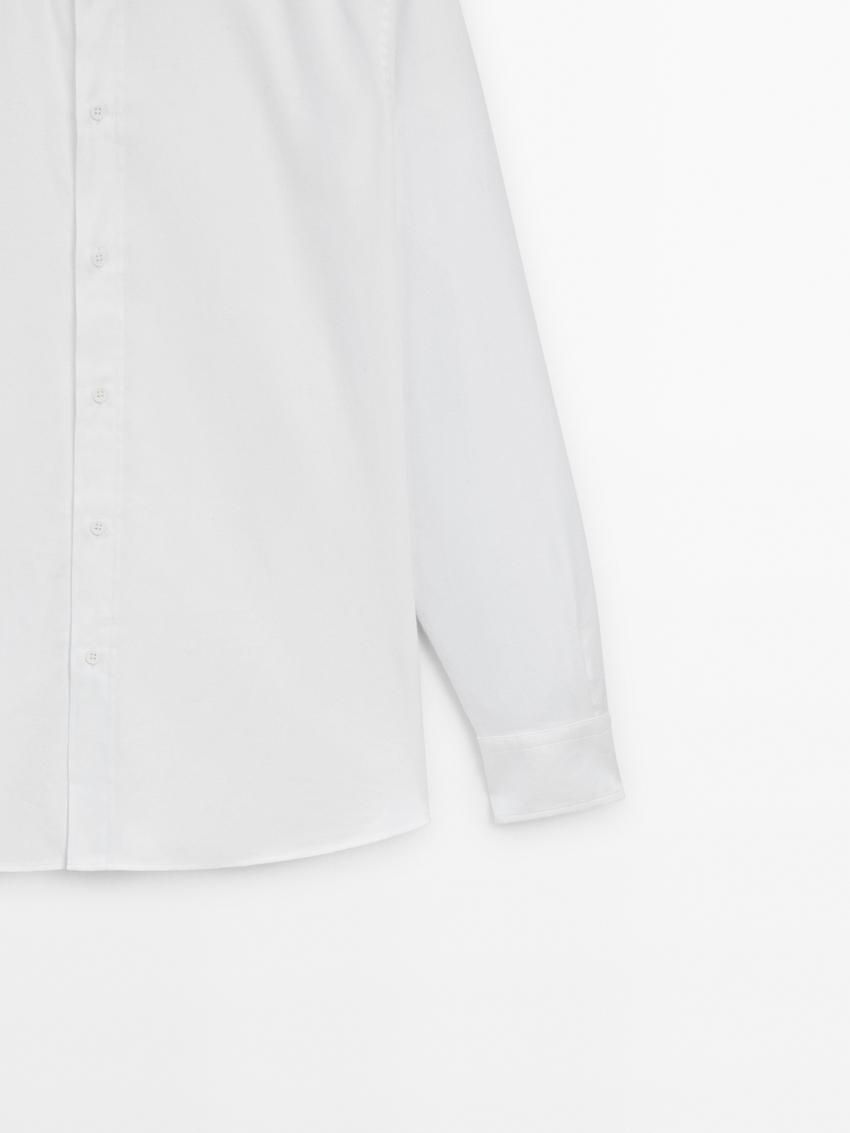 Massimo Dutti Cotton Melange Men Shirts White | US-XZ9482753